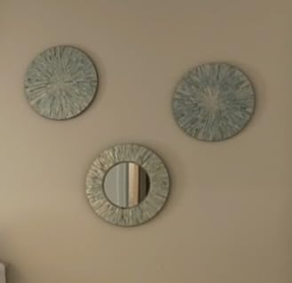 Boho Mirror Wall Decor for Living Room, Natural Mother of Pearl Art | 3PCS Mosaic-Style Handmade Decorative Mirror for Farmhouse Rustic Home,Hanging Sculptures for Women Bedroom Hallway Porch customer photo 2