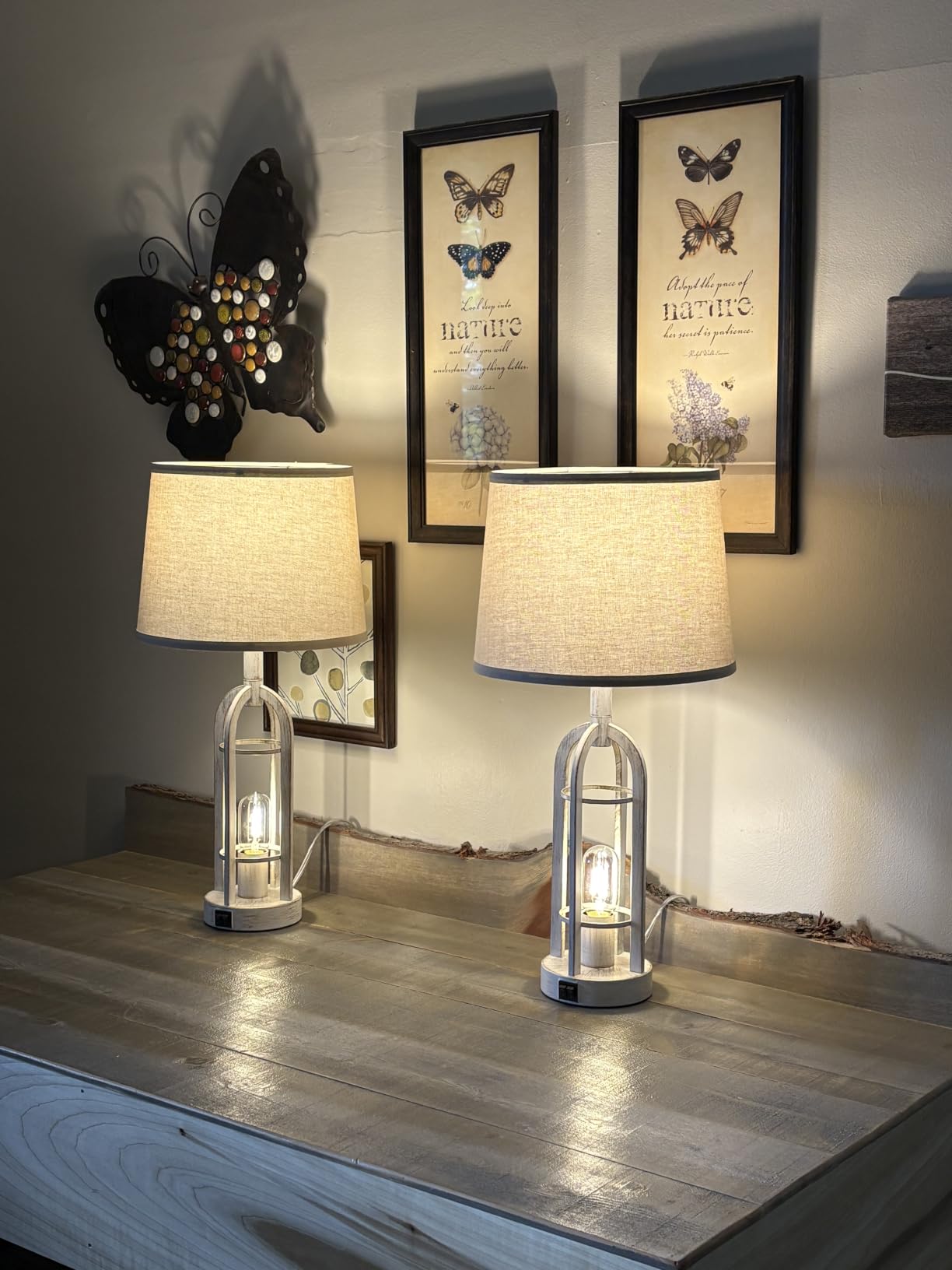 SRJJA Black Table Lamps for Living Room Set of 2 - Farmhouse Lamps for Night Stands with USB A+C, Bedside Lamps for Bedroom, 24'' Industrial Lamp for Living Room End Tables customer photo 1