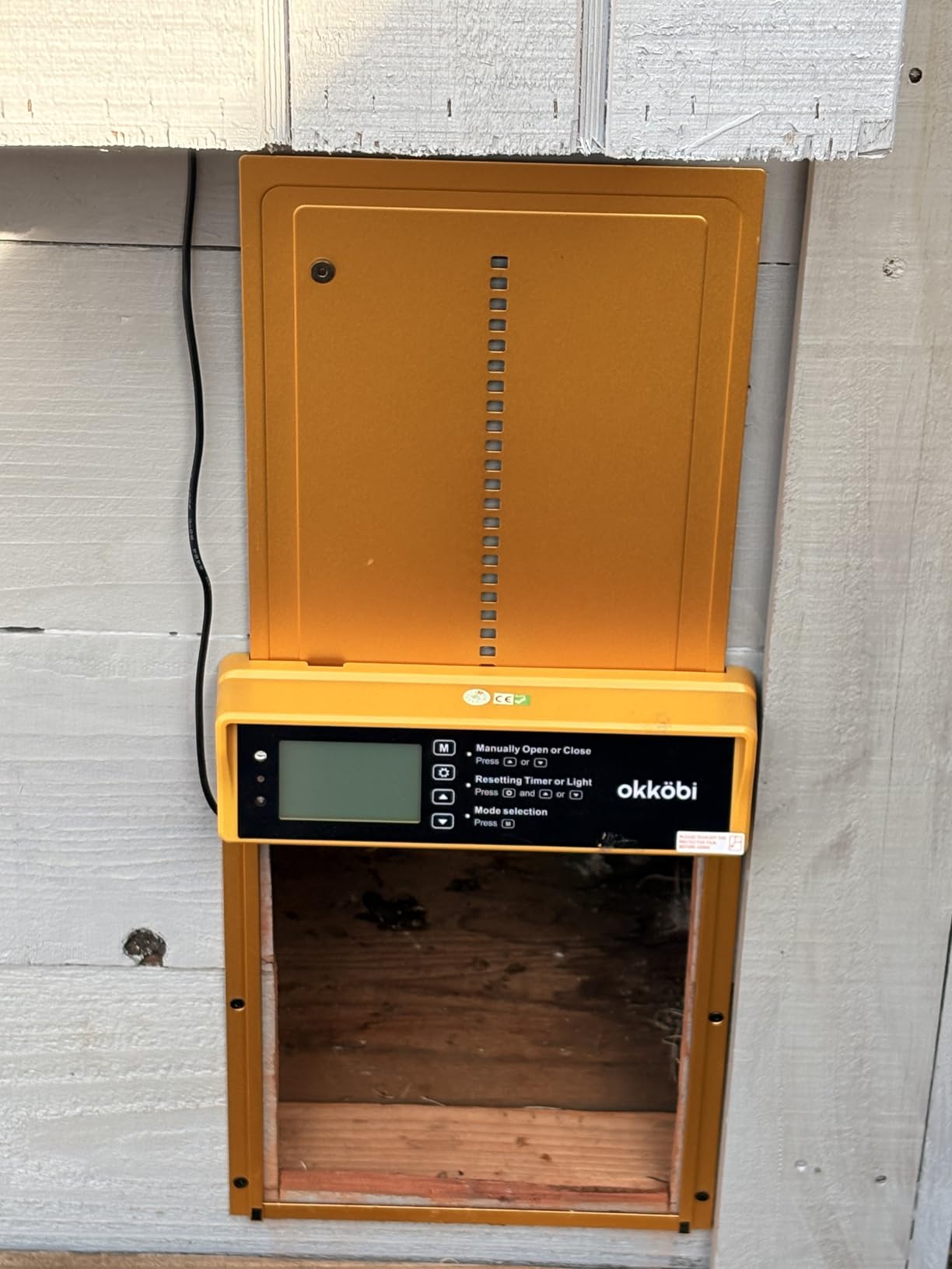 Okkobi Automatic Chicken Coop Door Solar Powered - LCD Display - Chicken Coop Door with Remote Control, Light Sensor & Timer - Security & Peace of Mind: Anti-Pinch Function - 5-Year Protection - Grey customer photo 2
