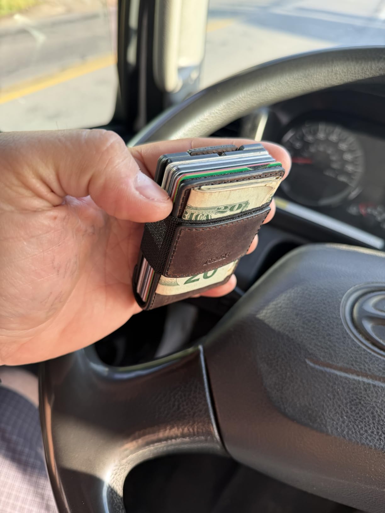 Wallet Slim Minimalist Wallets for Men | Leather & Metal RFID Wallet customer photo 1
