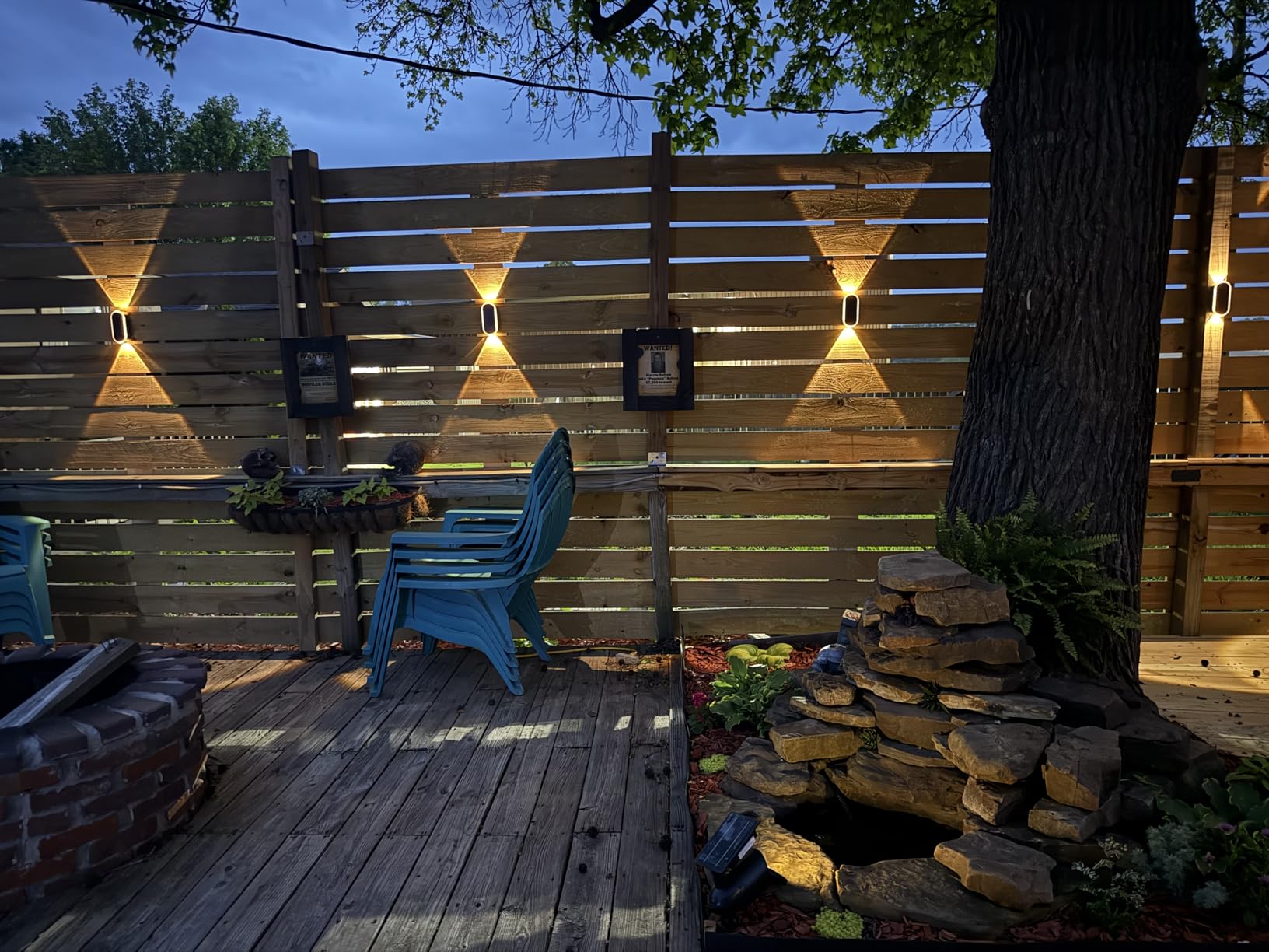 Solar Fence Lights Outdoor - 3000/4000/6000K 3 Modes, IP65 Waterproof Fence Lights Solar Powered, Up & Down Lighting Solar Wall Lights Outdoor for Backyard/Garden/Patio/Garage and Wall decor (8 pack) customer photo 1