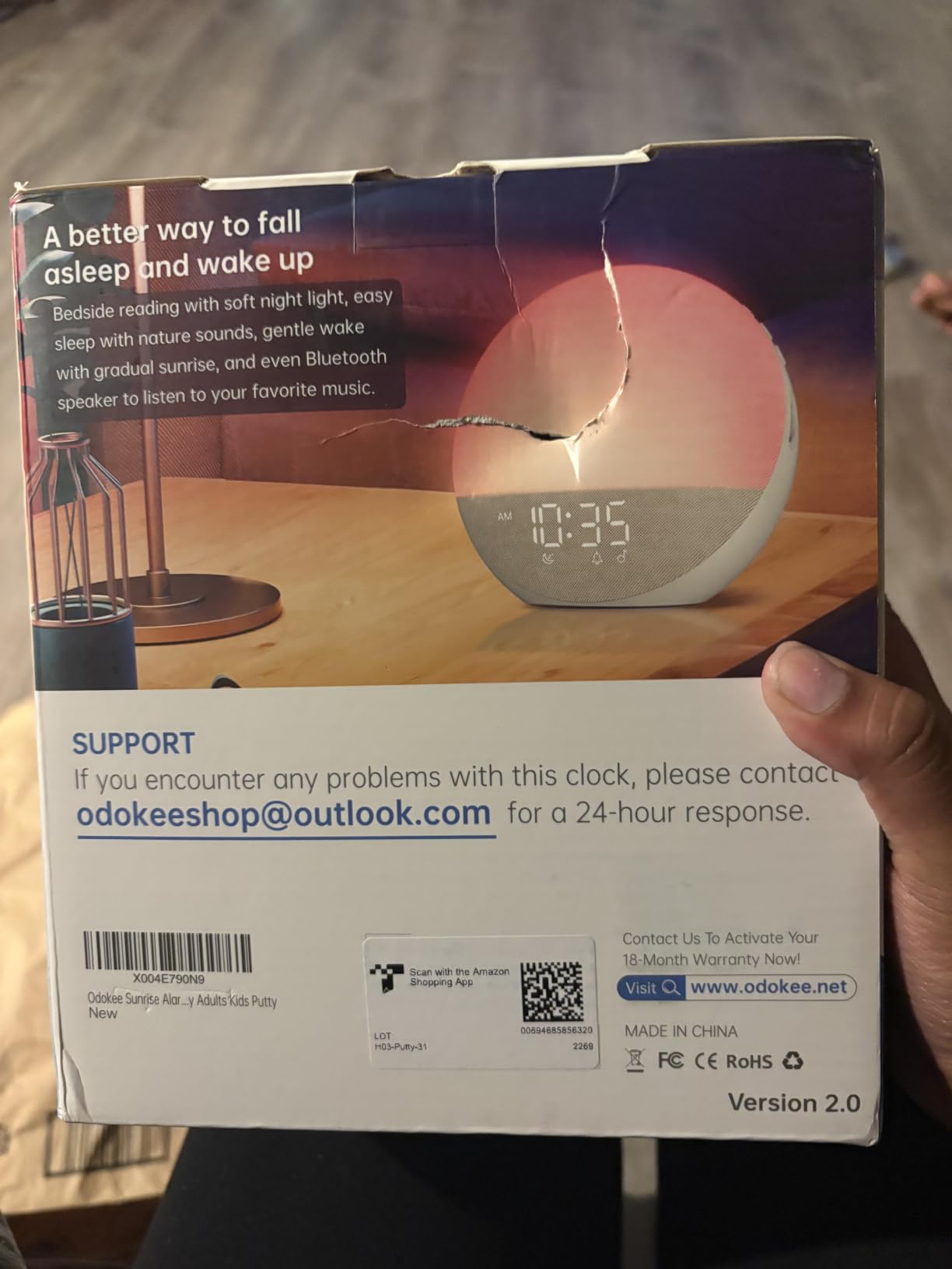 Odokee Sunrise Alarm Clock White Noise Machine: Natural Wake Up Light | Dimmable Clock with Bluetooth Speaker for Bedroom - 25 Sleep Sounds for Baby Adults Kids Putty customer photo 2