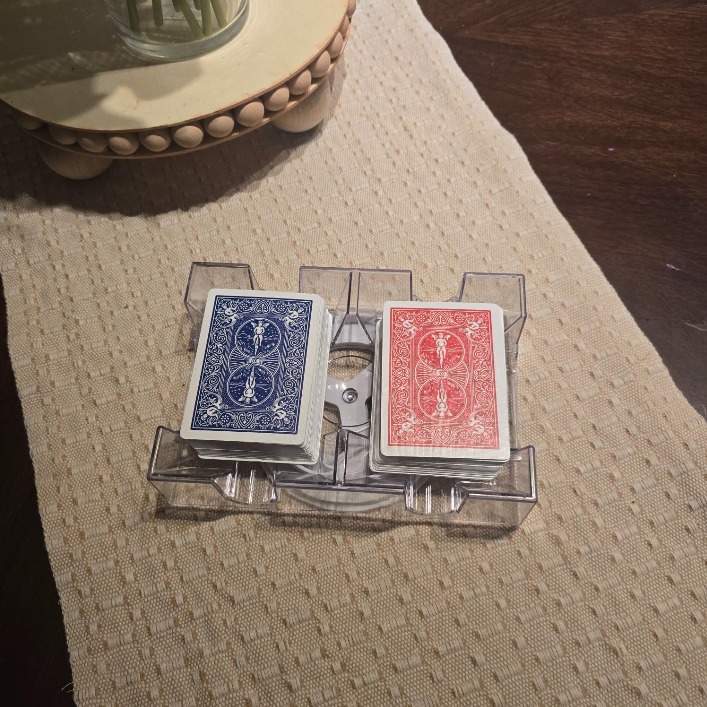 BURIUS 2 Deck Card Holders for Playing Cards, Revolving 360, 7.2 x 4.9 In | Canasta Card Tray for Adults, Organizes Multiple Decks, Lightweight Durable Plastic, for Poker Nights, Bridge, or Rummy customer photo 1