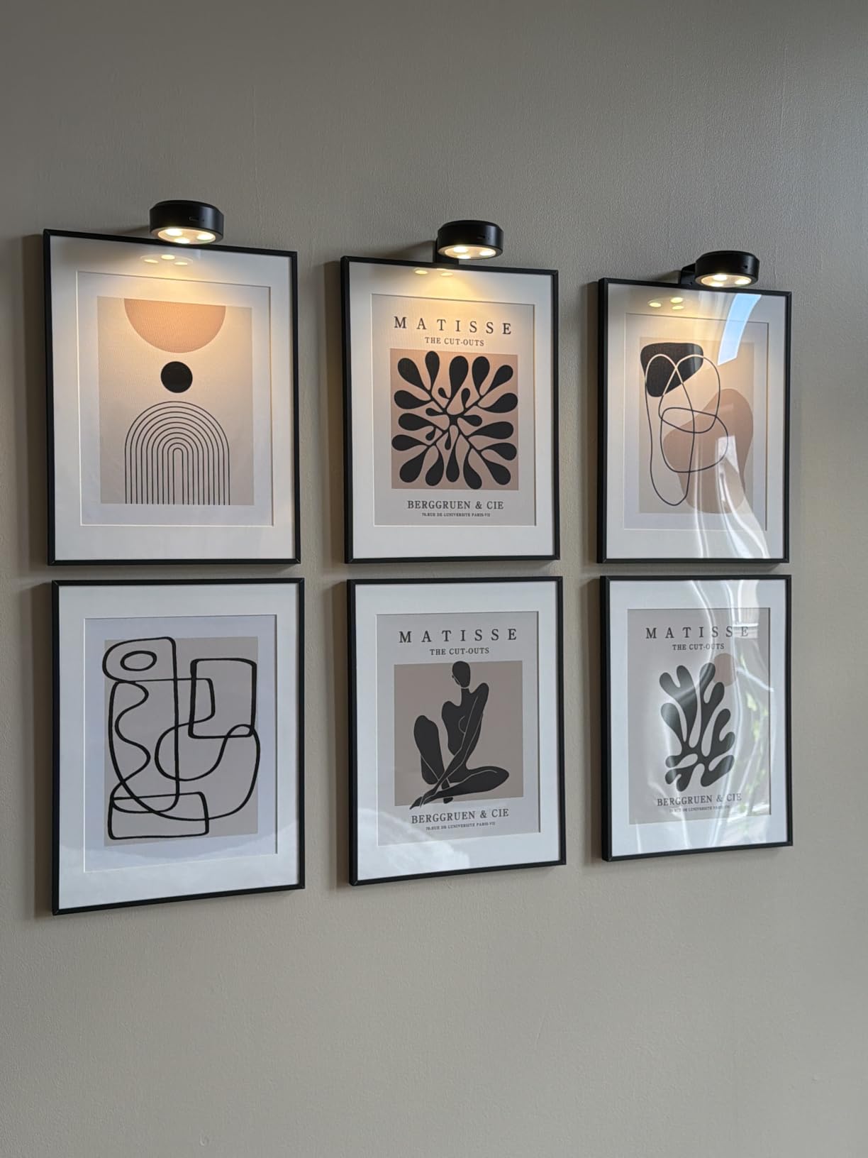 Framed Boho Black and White Brown Modern Abstract Wall Art for Living Room, Set of 6 Bohemian Wall Hanging Artwork, Minimalist Sun Geometric Pictures for Bedroom Office Bathroom Wall Decor 11x14 Inch customer photo 2