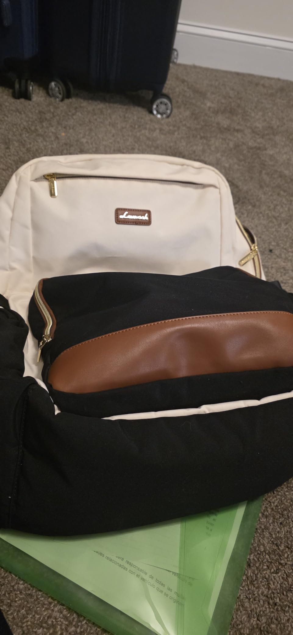 LOVEVOOK Laptop Backpack for Women with Pouch Pocket for Large Capacity Cup,15.6 Inch Laptop Computer Bag Travel Backpack Purse,Waterproof Work Business Backpack College Teacher Bags,Beige-Black-Brown customer photo 2