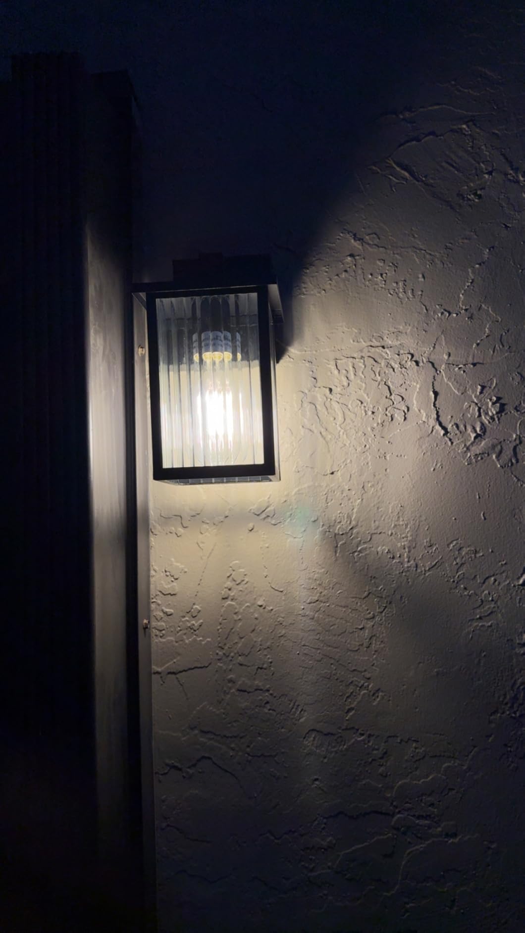 Black Wall Mount Porch Lights with Ribbed Fluted Glass | 10.6 inch, Anti-Rust Metal Frame, Tempered Glass, E26 Socket, Pre-Assembled DIY Install for Porch, Garage, Front Door customer photo 1