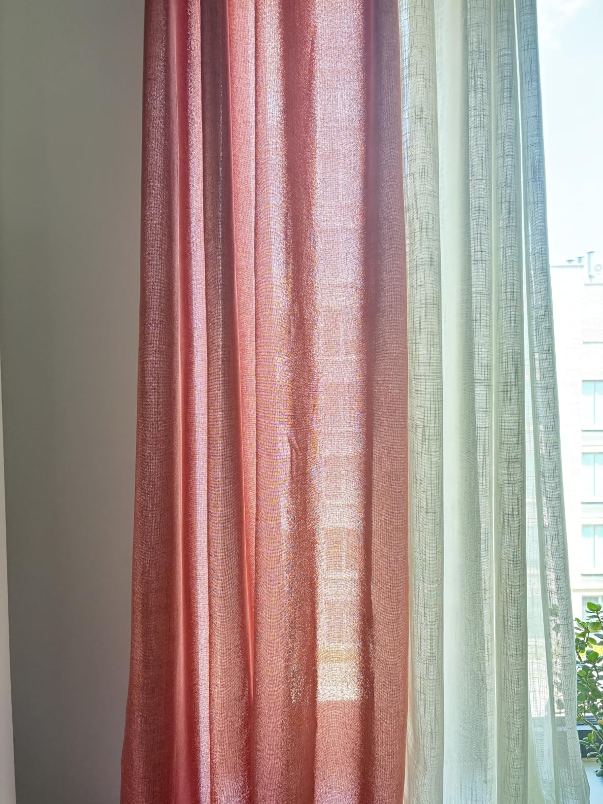 YoungsTex Extra Long Linen Curtains for Living Room with Grommet 2 Panels | 95 Inch Length Semi Sheer Drapes Rustic Privacy for Dining Bedroom Window Light Filtering, 52 x 95 Inch customer photo 1