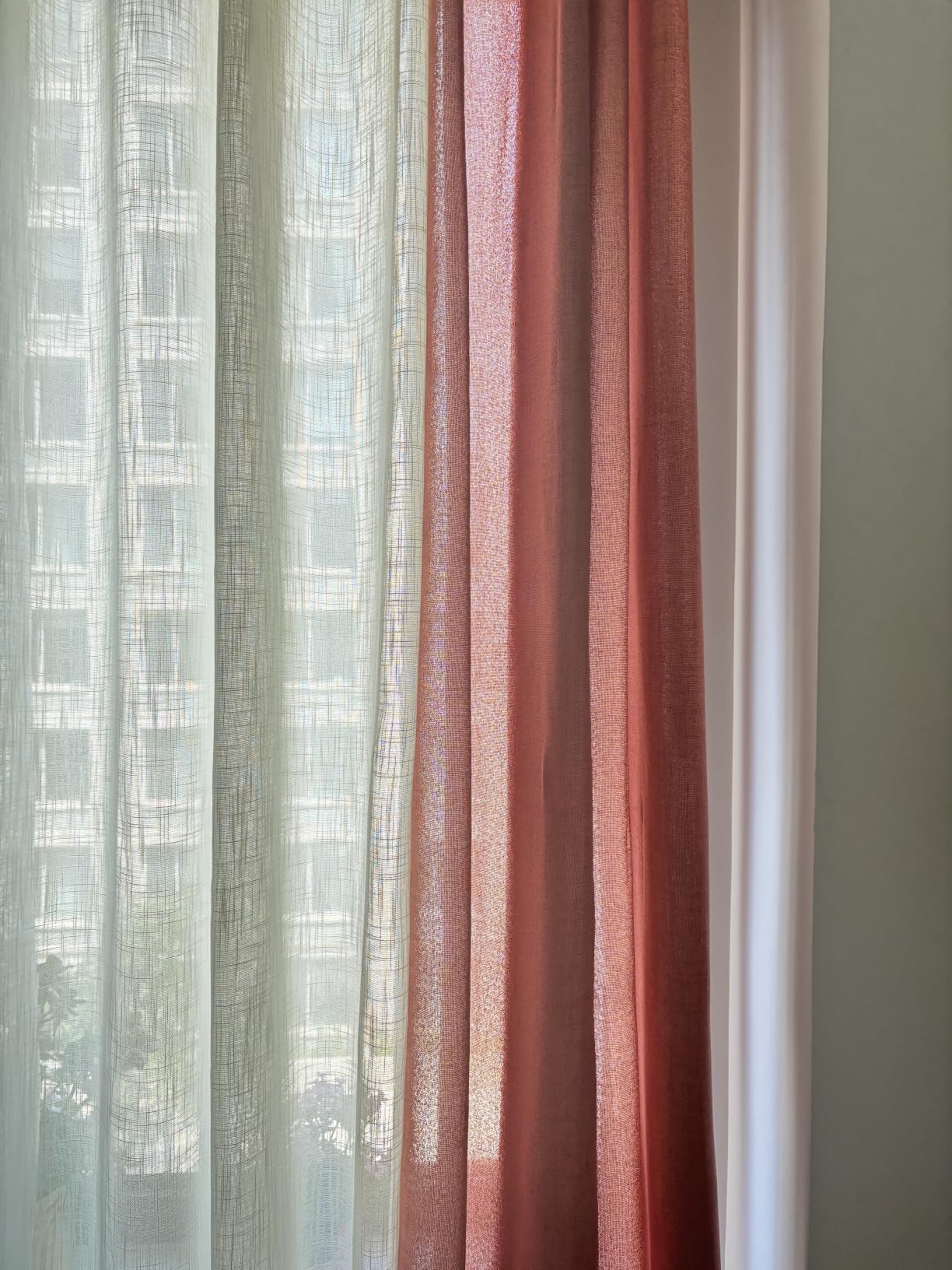 YoungsTex Extra Long Linen Curtains for Living Room with Grommet 2 Panels | 95 Inch Length Semi Sheer Drapes Rustic Privacy for Dining Bedroom Window Light Filtering, 52 x 95 Inch customer photo 2