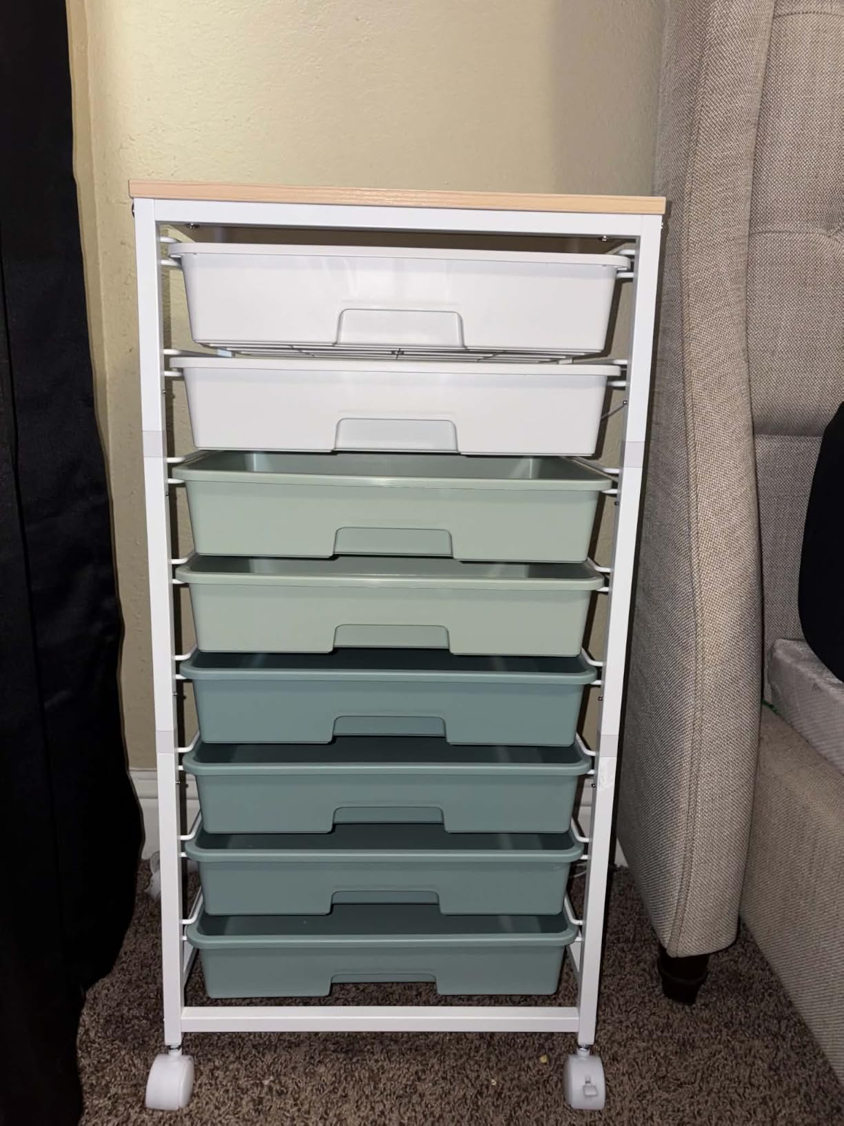 SYKIARIOL Rolling Cart with Drawers,Craft Organizers and Storage, Green customer photo 2