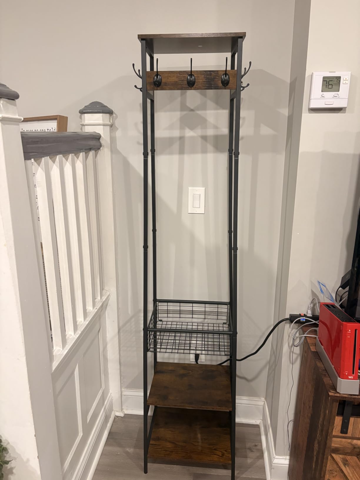 Coat Rack Freestanding, Coat Stand with 3 Shelves and 7 Hooks, Hall Tree Free Standing, Clothes Rack Stand Organizer, Industrial Style, Rustic Brown and Black customer photo 1