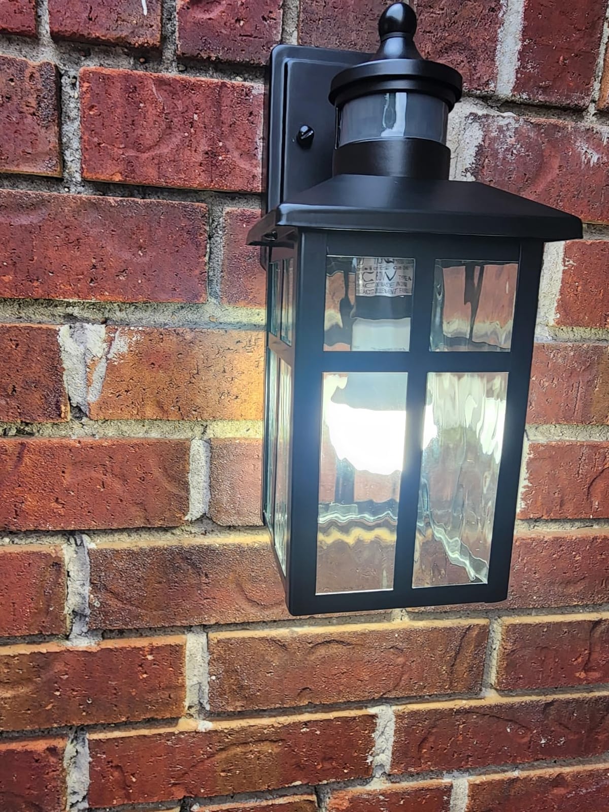 Outdoor Wall Lights Exterior, Dusk to Dawn Motion Sensor Outdoor Lighting Fixture with Water Glass, 12 in. H 1-Light Matte Black Waterproof Wall Lantern Light for Patio Garden Garage Entryway customer photo 2