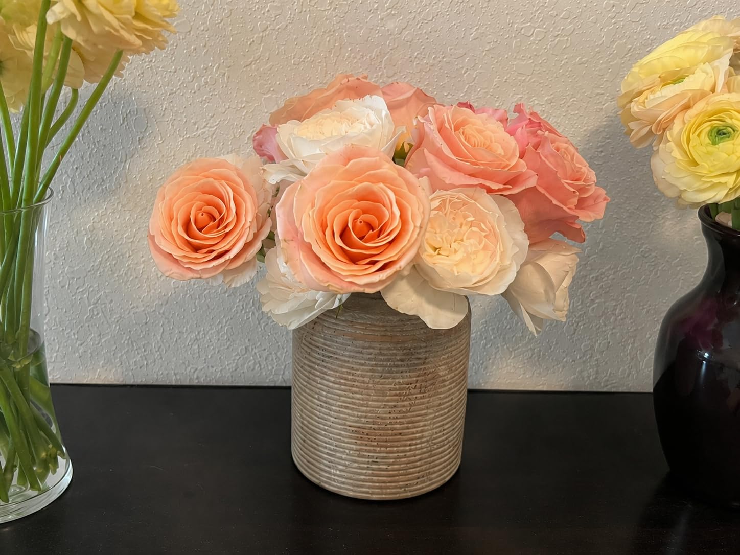 Dobbyby Ceramic Flower Vase 7.6 inch Farmhouse Rustic Vase Decorative Pottery Terracotta Vases for Home Decor Table Mantle Fireplace Living Room Bathroom Wedding Centerpiece (Whitewashed) customer photo 1