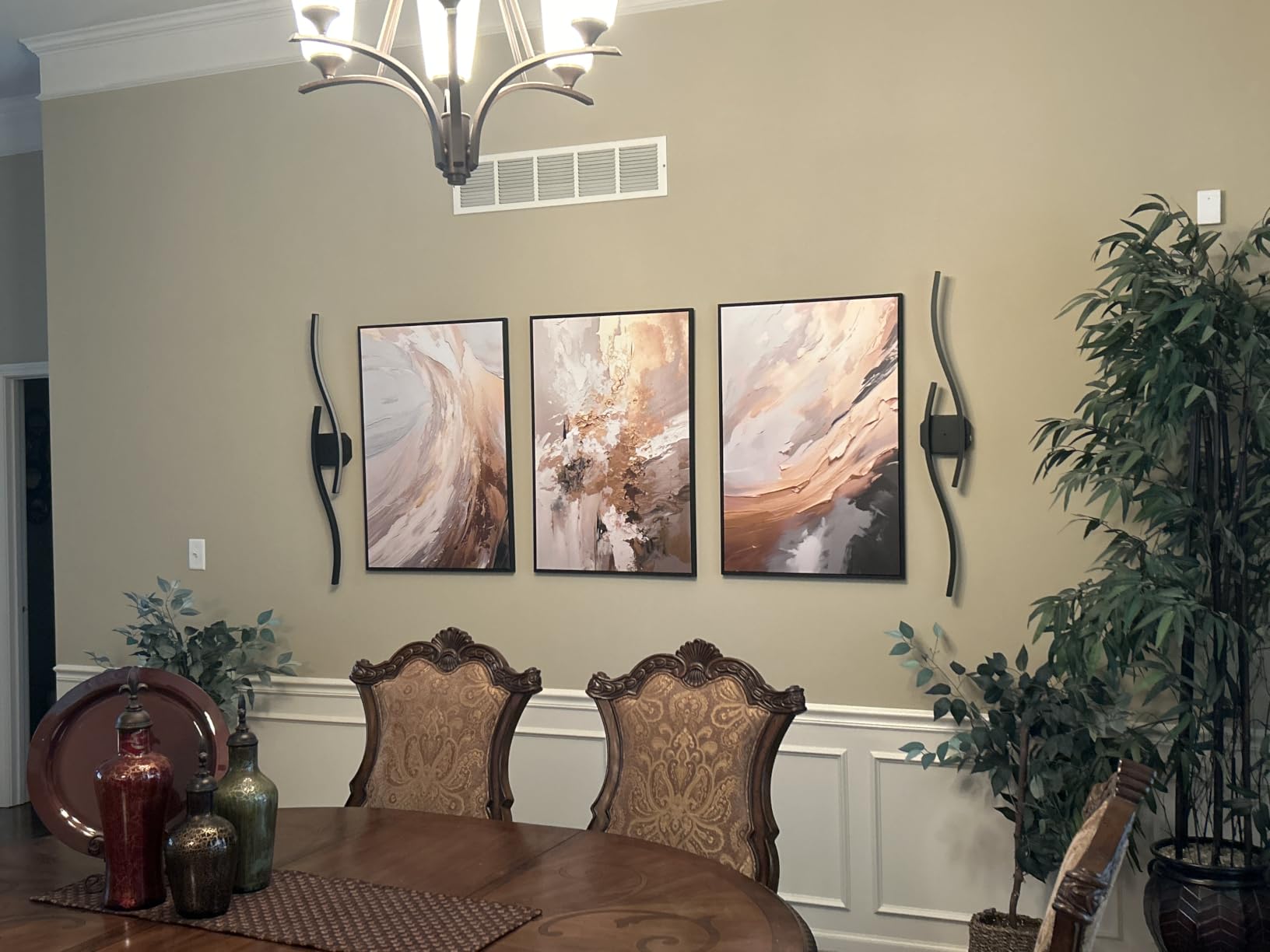 Large Framed Neutral Abstract Wall Art, 3 Piece Modern Canvas Prints Paintings Artwork for Walls, Minimalist Black Beige Pictures for Living Room Hallway Dining Room Bedroom Wall Decor - Total 30x60 In customer photo 1