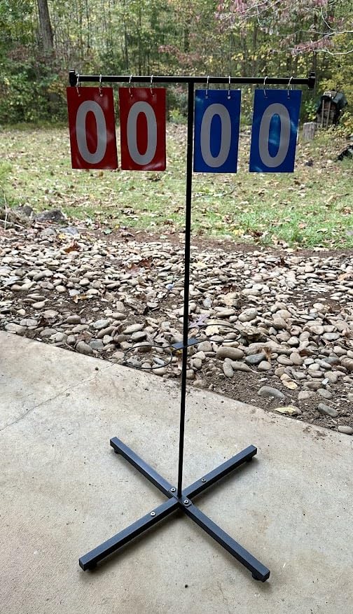 Queension Manual Flip Scoreboard with Stand, Cornhole Scoreboard with Drink Holder for Cornhole Accessories, Basketball Score Keeper, Scoring Board for Pickleball/Tennis/Badminton/Sports customer photo 2
