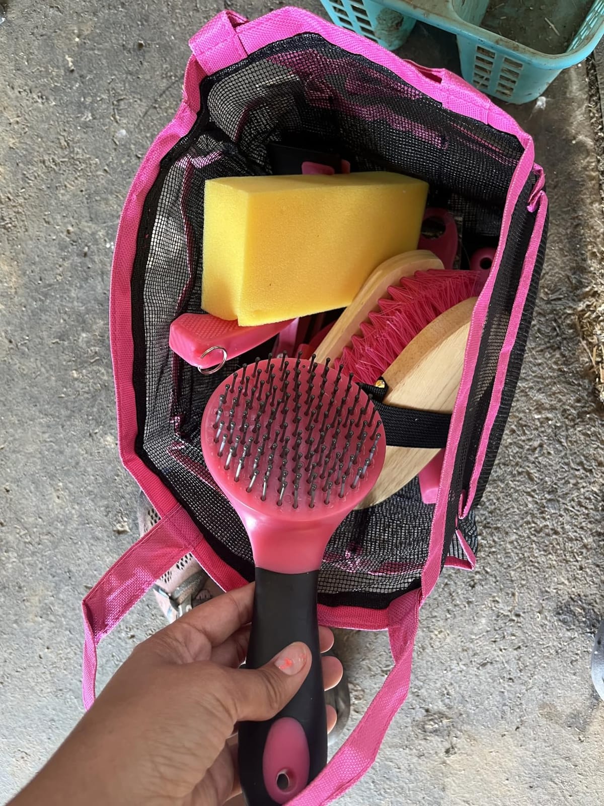 Horse Grooming Kit 13 Piece, Horse Brushes for Grooming Supplies with Tote Bag, Horses Tack Brush Set for Effective Grooming and Cleaning, Gift for Horse Riders Beginners (Pink) customer photo 2