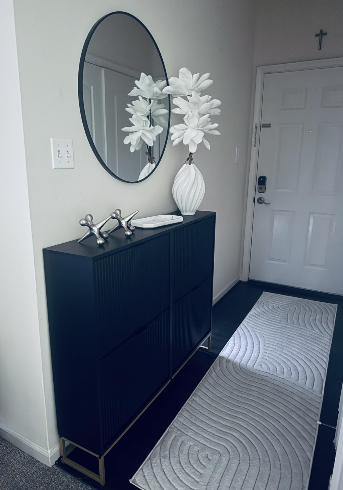 Round Mirror 30 inch, Circle Black Mirror, Matte Black Metal Frame | Large Circular Wall Mounted Mirrors for Bathroom, Bedroom, Entryway, Living Room, Hallway, Over Sink,Vanity,Wall Decor,Rustic customer photo 2