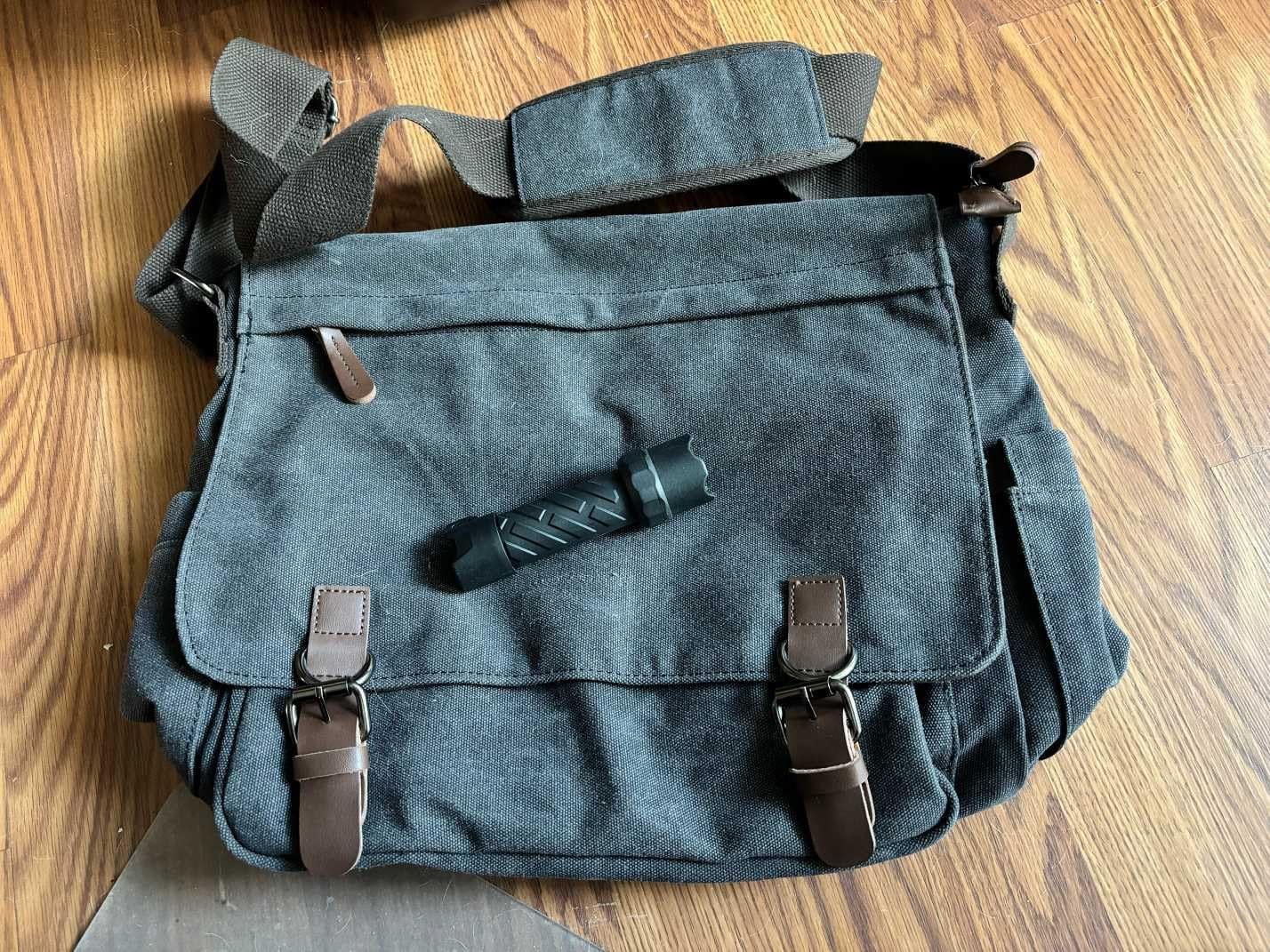 Vintage Messenger Bag 15.6 Inch Laptop for Men Women, Large Travel Crossbody Shoulder Purse Canvas Briefcase Work College customer photo 1