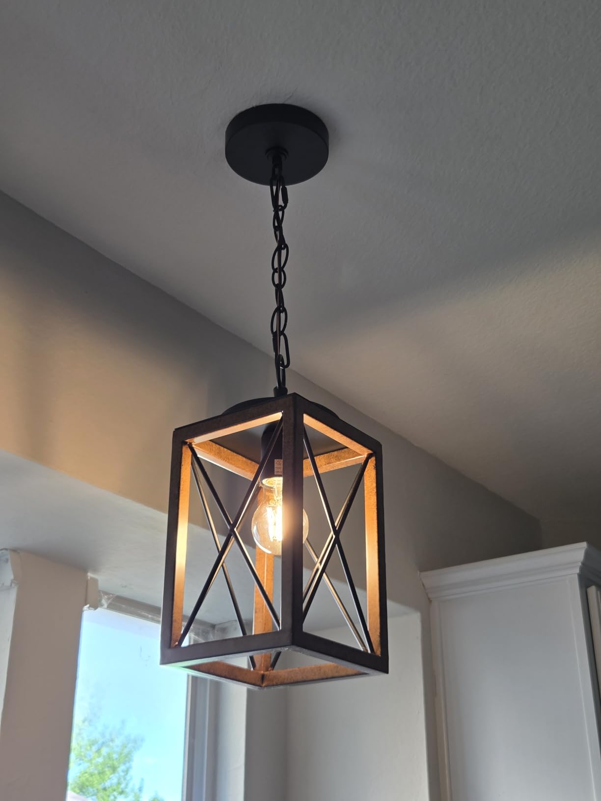 EDISHINE Pendant Light Kitchen Island Seeded Glass Shade Matte Black | Open Shade Design, Hardwired, E26 Base, Modern Farmhouse Style for Kitchen Island, Bar, Dining Room customer photo 2