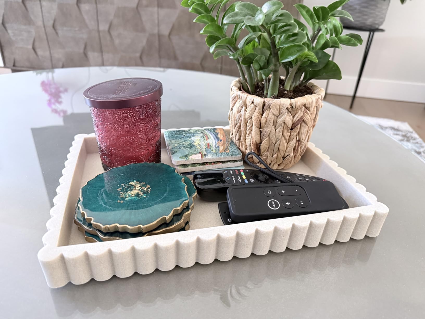 Decorative Tray for Coffee Table, Modern Tray Decor, 14