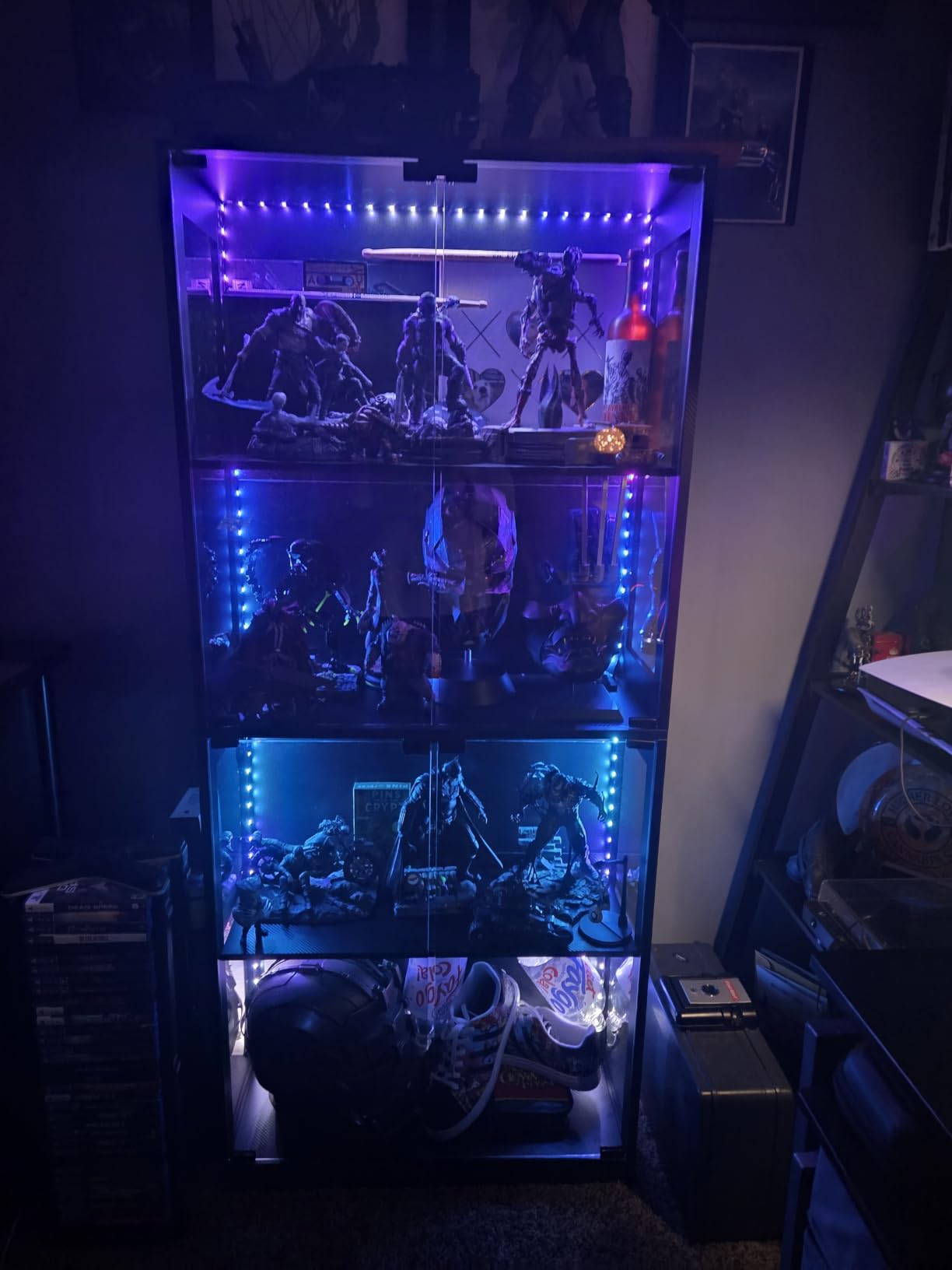 AODK Display Case with Glass Shelves and RGB Lights, 4-Tier Display Cabinet for Collectibles, Black customer photo 1
