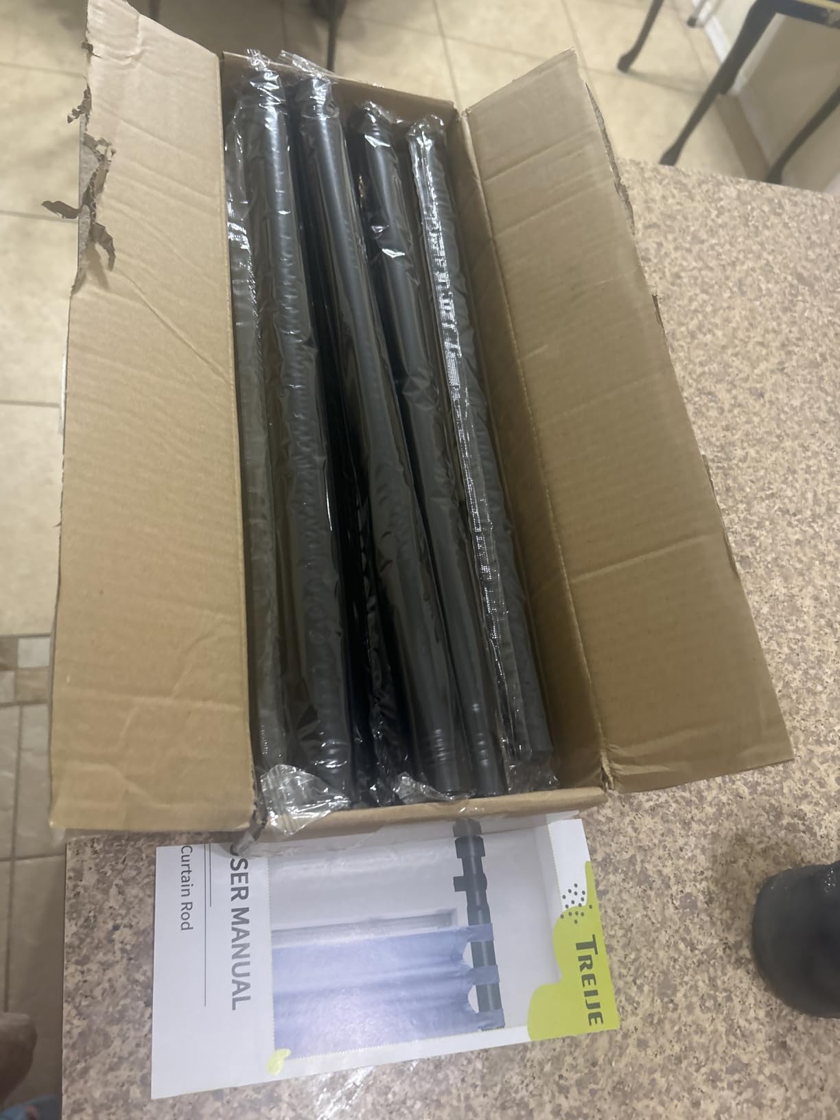 Curtain Rods 72-144 Inch, 1 Inch Heavy Duty Adjustable Curtain Rod for Windows, Black Extra Long Window Treatment Rod customer photo 1