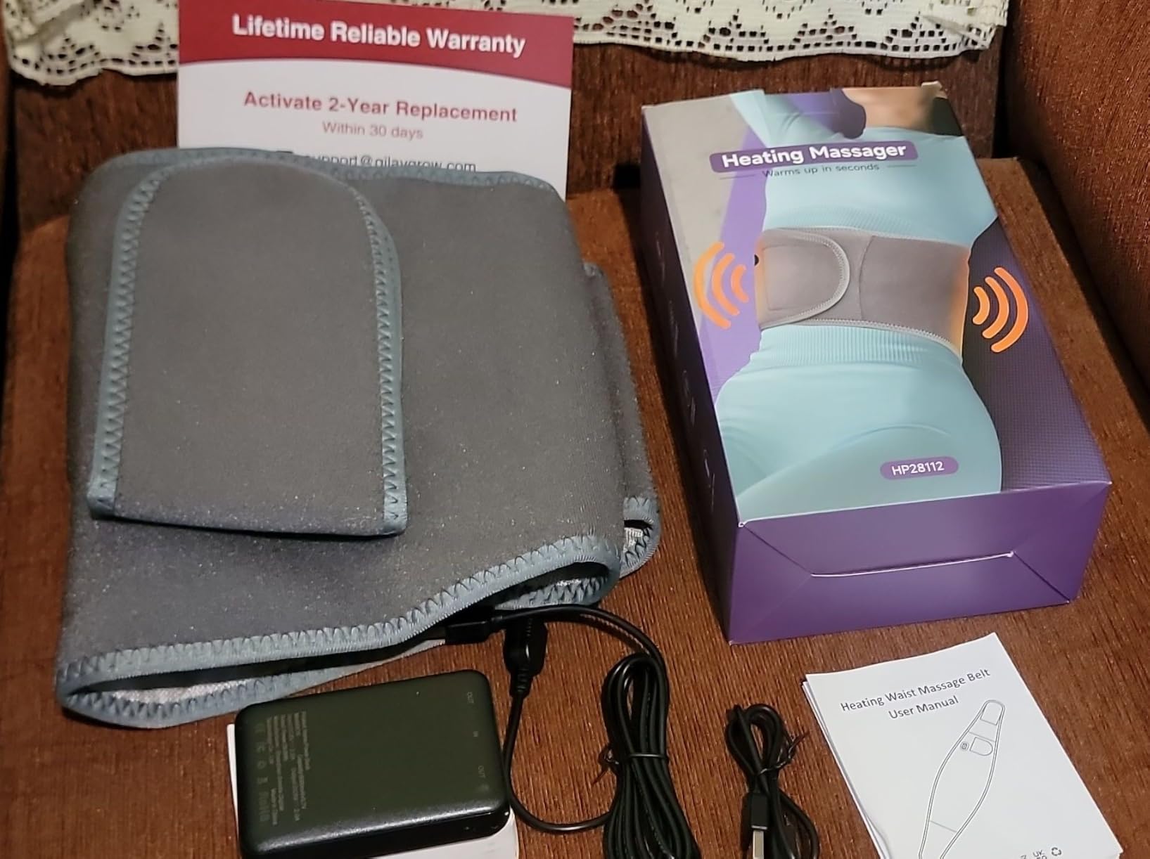 Cordless Heating Pad with Massager for Lower Back with 3 Heat 3 Vibration | 8000mAh Rechargeable Wireless Portable Electric Heat Pad for Back Pain Relief customer photo 2