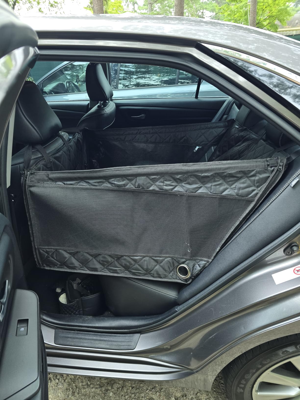 URPOWER Hard Bottom Dog Car Seat Cover for Back Seat, Waterproof Hammock | 400 lbs Support, 45% More Space, PU Leather, Waterproof, Scratch Resistant, Non-Slip, Mesh Window, Dog Seat Belt Included customer photo 1