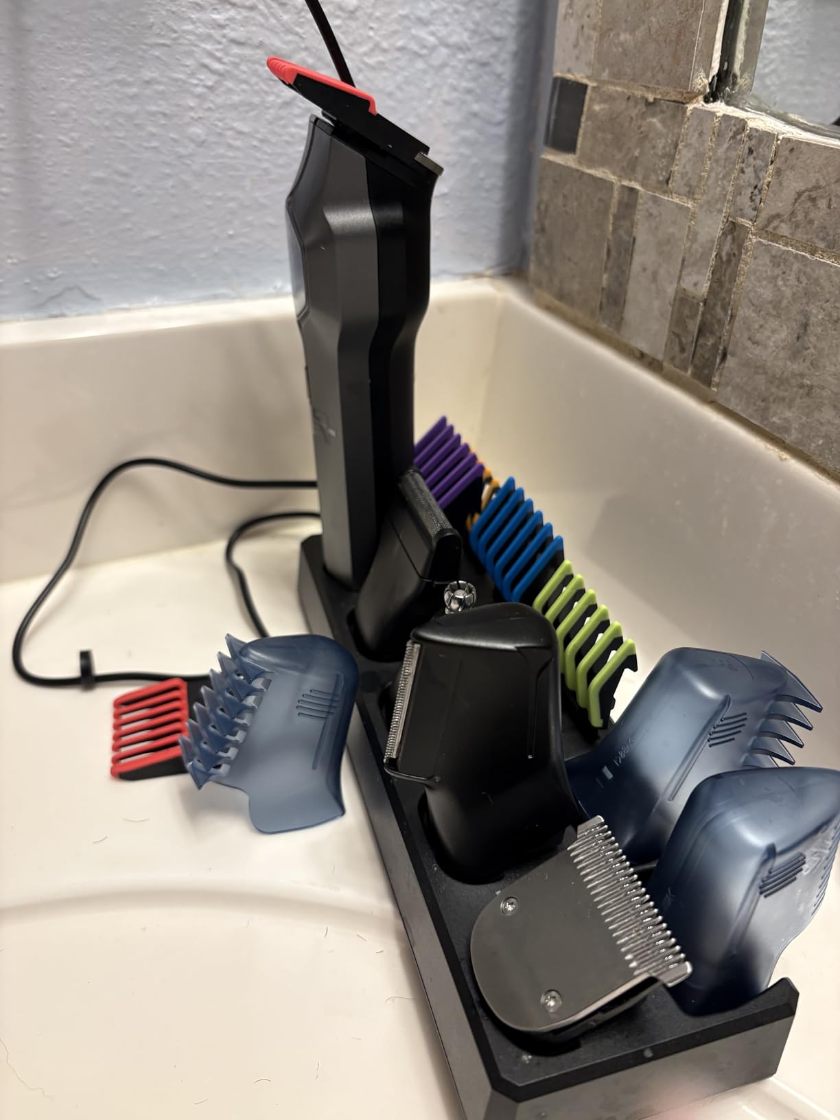 Beard Trimmer for Men, Magnetic Snap-on Replacement Heads | Charging dock, IPX7 waterproof, 180-min runtime, color-coded combs, nose-ear-body grooming customer photo 1