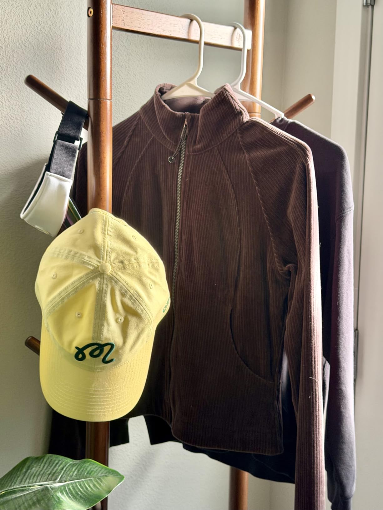 Yoobure Solid Wood Coat Rack Freestanding - Rolling Clothes Rack with 8 Hooks & Shelves, Heavy Duty Portable Hall Tree customer photo 2