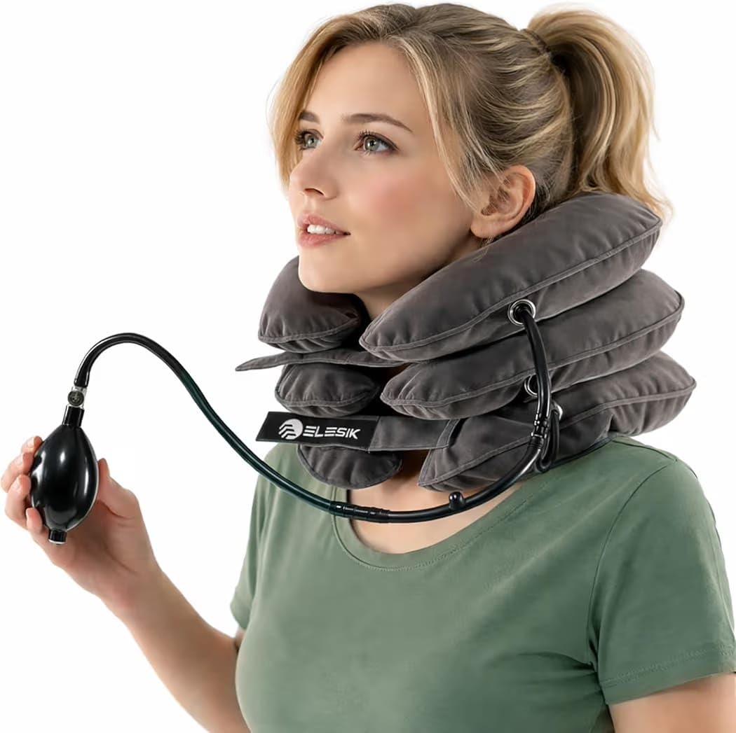 Cervical Neck Stretcher and Cervical Traction Device, Inflatable Neck Traction Device for Home Use, Decompression Devices and Support Brace for Pinched Nerve Relief, Extender Pillow and Hammock customer photo 1