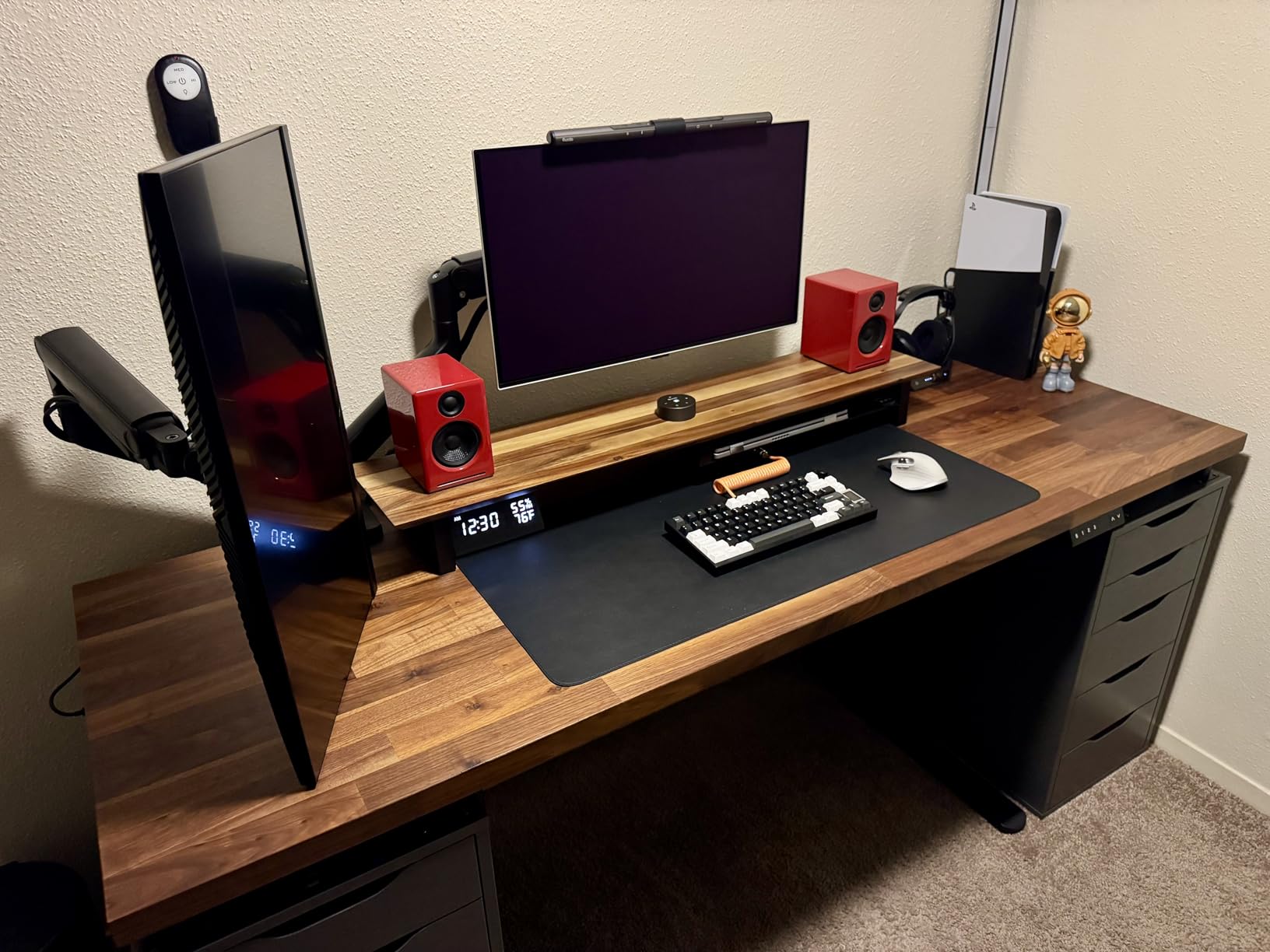 COREMINDED Solid Wood Dual Monitor Stand Riser, 42 Inch Walnut Desk Shelf | Fits 2 Monitors, Sturdy & Stable Solid Wood, Under Monitor Keyboard Storage, Office Desktop Organizer, Easy Assembly, Walnut customer photo 1
