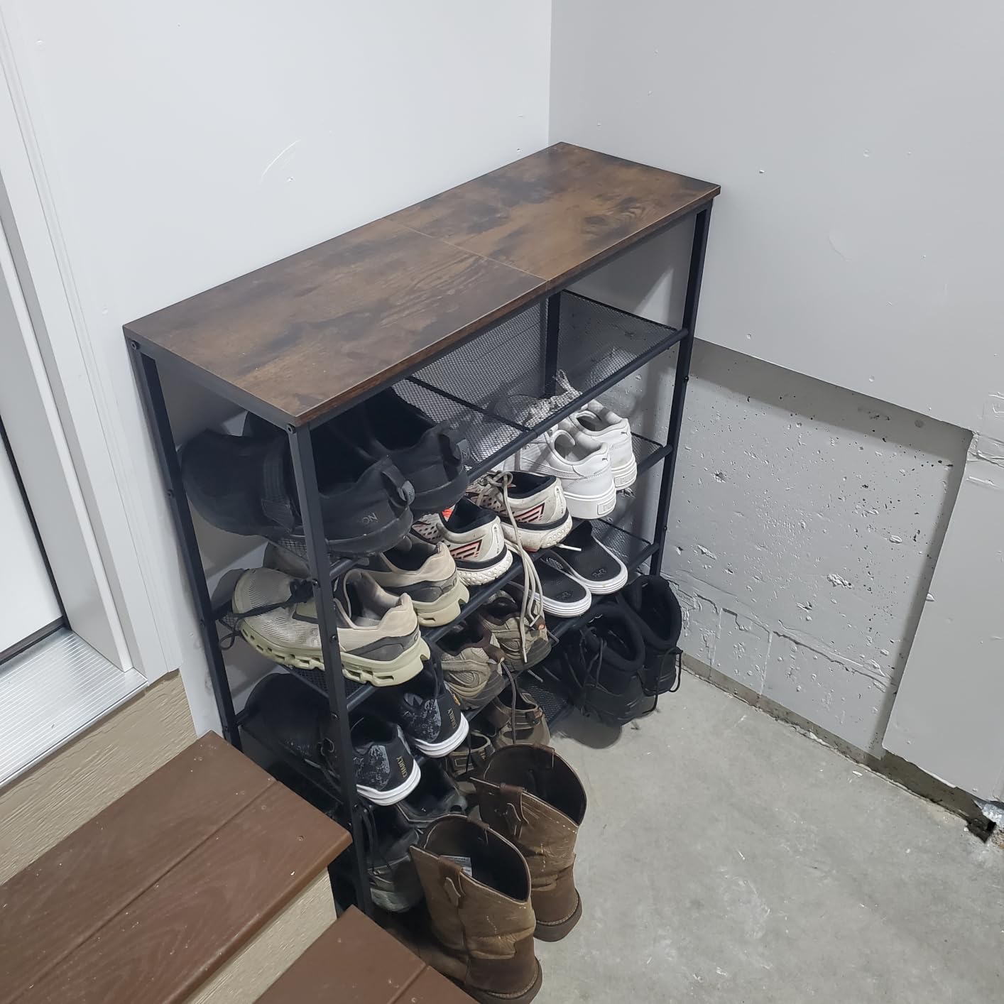 VASAGLE 4-Tier Shoe Rack, Large Shoe Storage Organizer for Closet, Entryway, 15-20 Pairs, with 3 Metal Mesh Shelves, 10.8 x 29.5 x 28.5 Inches, Rustic Brown and Black ULBS114KD01 customer photo 1