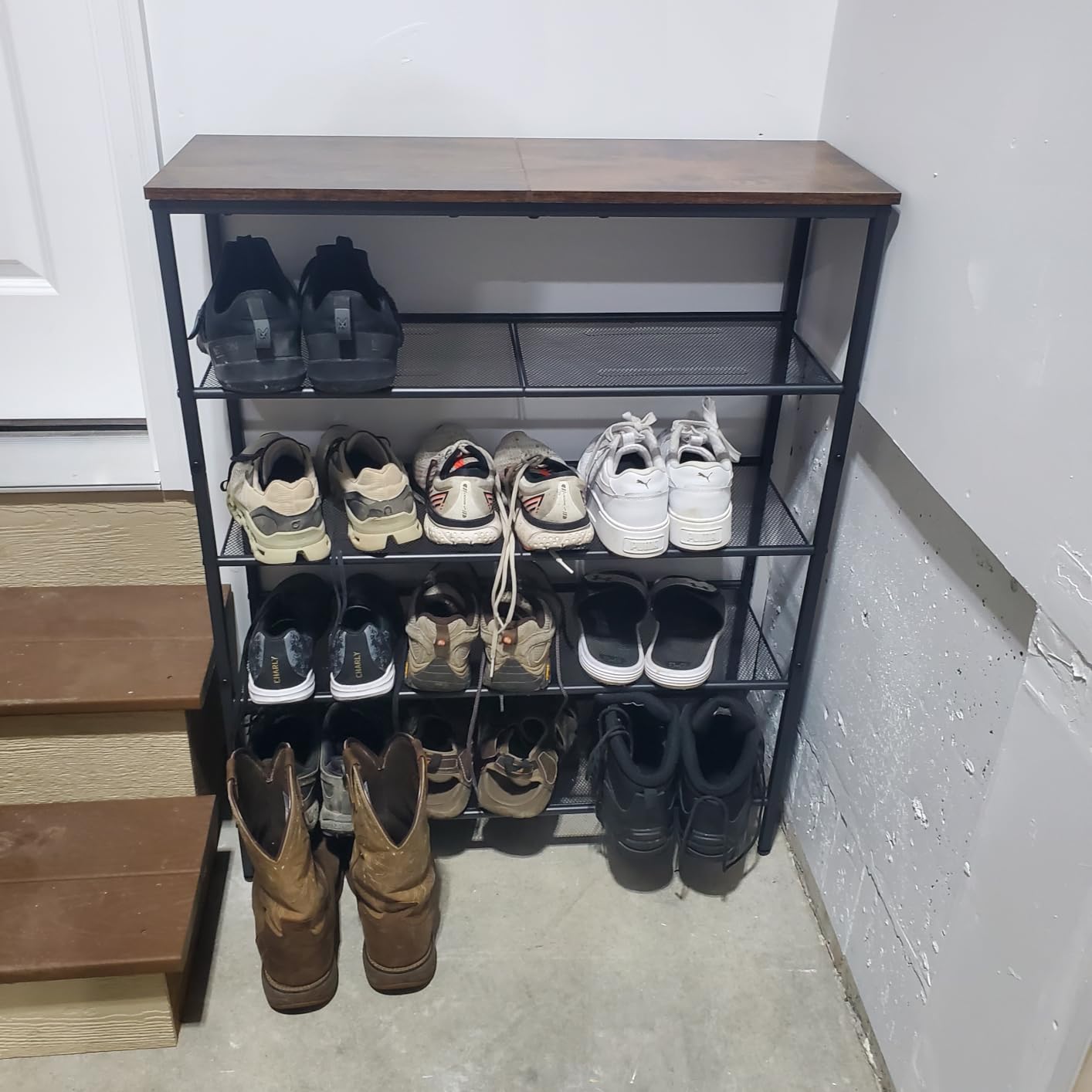 VASAGLE 4-Tier Shoe Rack, Large Shoe Storage Organizer for Closet, Entryway, 15-20 Pairs, with 3 Metal Mesh Shelves, 10.8 x 29.5 x 28.5 Inches, Rustic Brown and Black ULBS114KD01 customer photo 2