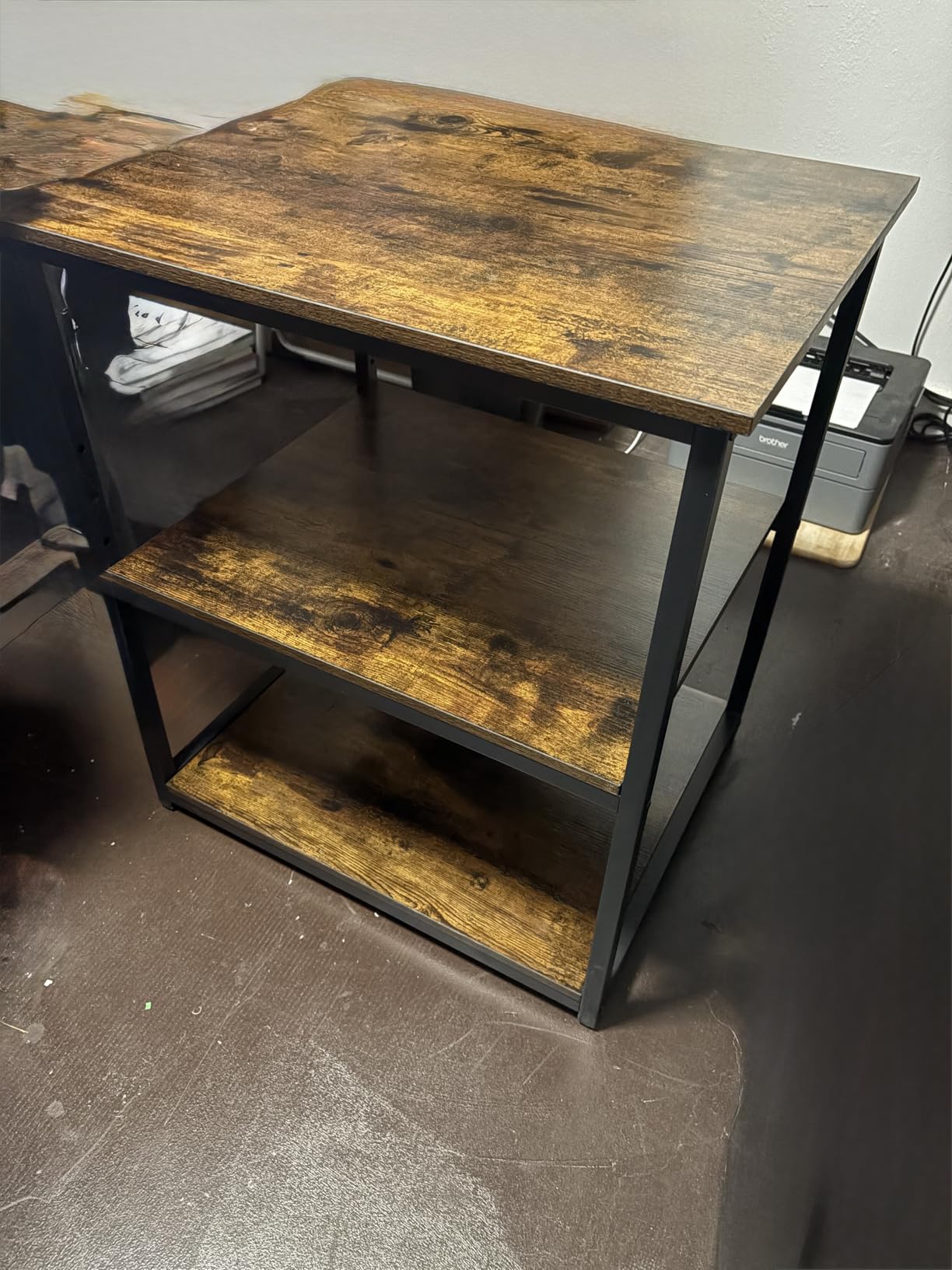 VASAGLE Printer Stand with Locking Wheels, Industrial Mobile Cart, Under Desk Printer Table for Home Office, 23.6 x 19.7 x 29.6 Inches, Storage Shelf, 3-Tier, Ebony Black customer photo 1