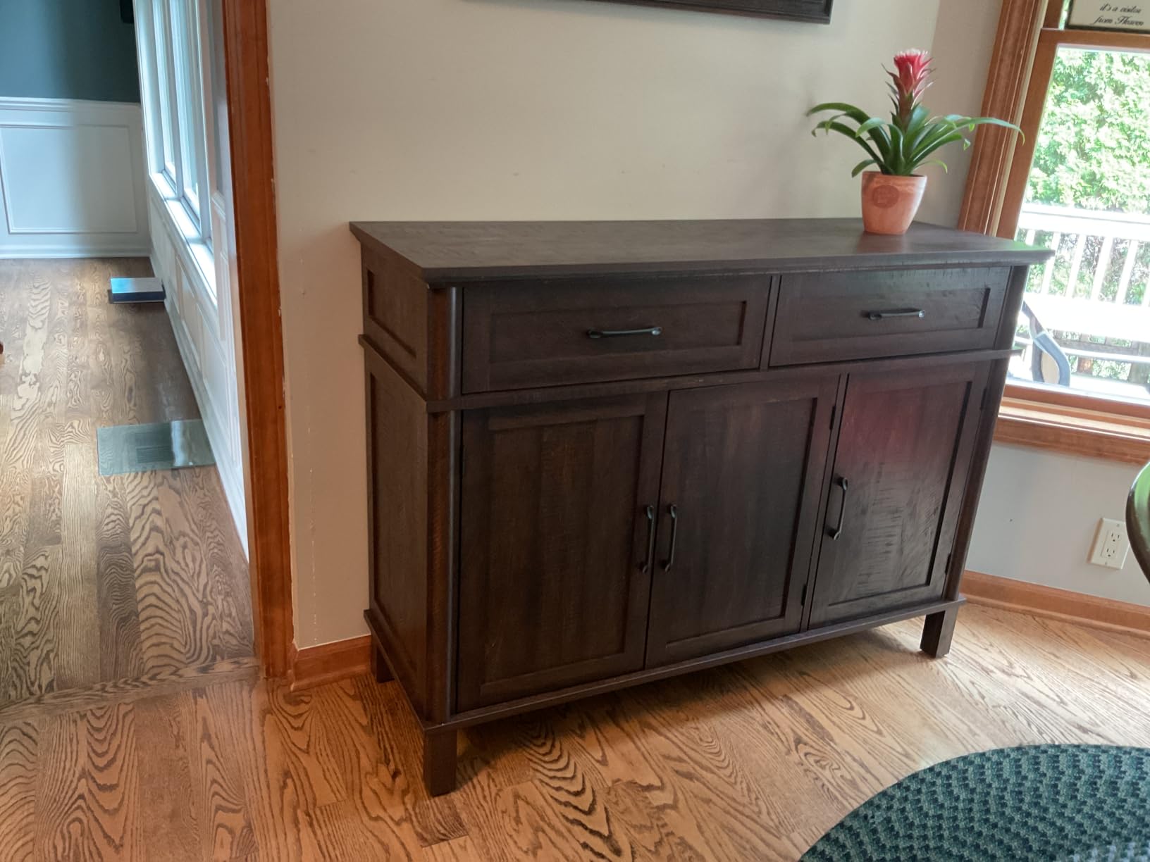 55 Inch Buffet Cabinet with Storage, Farmhouse Sideboard Buffet w/2 Drawers and 3 Doors, Wood Coffee Bar Cabinet with Adjustable Shelves, Sideboard Storage for Kitchen, Living Room, Brown customer photo 1