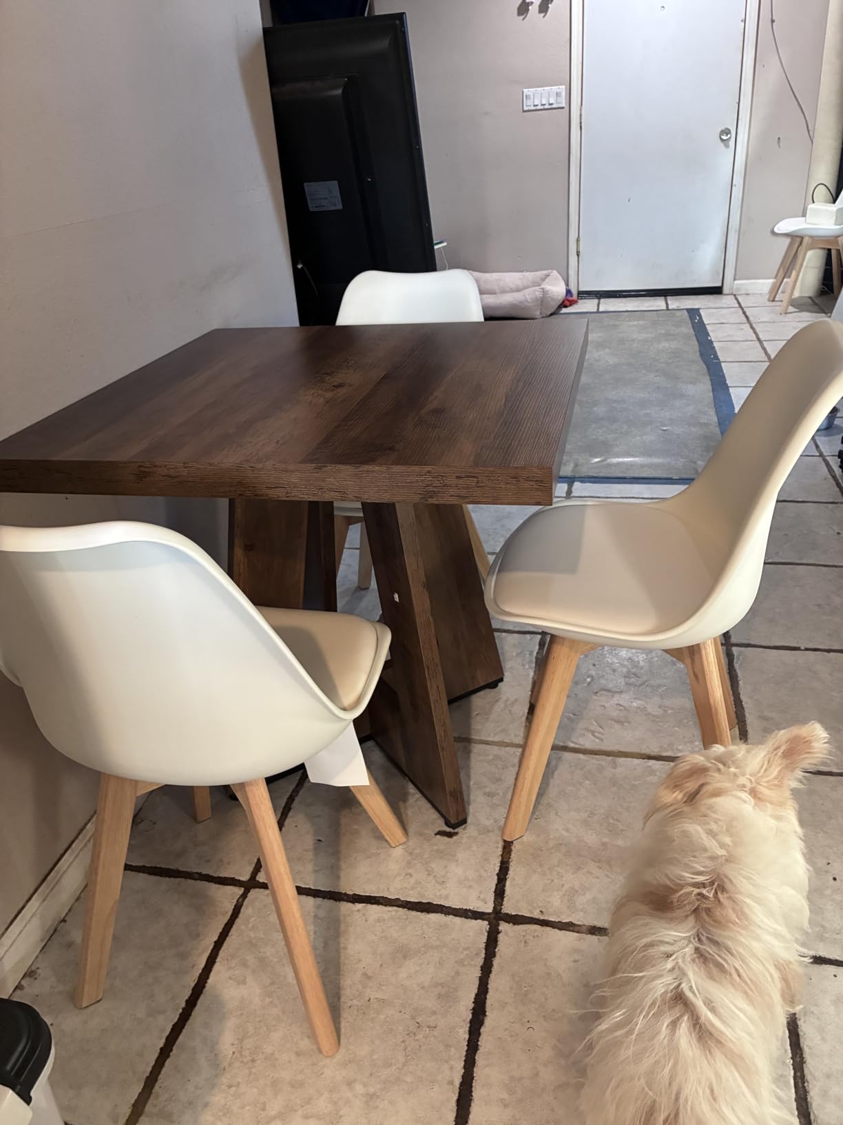OLIXIS Dining Chairs Set of 4, PU Leather Accent Chairs for Living Room | Upholstered Kitchen Side Chair, Curved Backrest, Wood Legs, Armless, Mid Century Modern, Outdoor Patio, Bedroom, White customer photo 2
