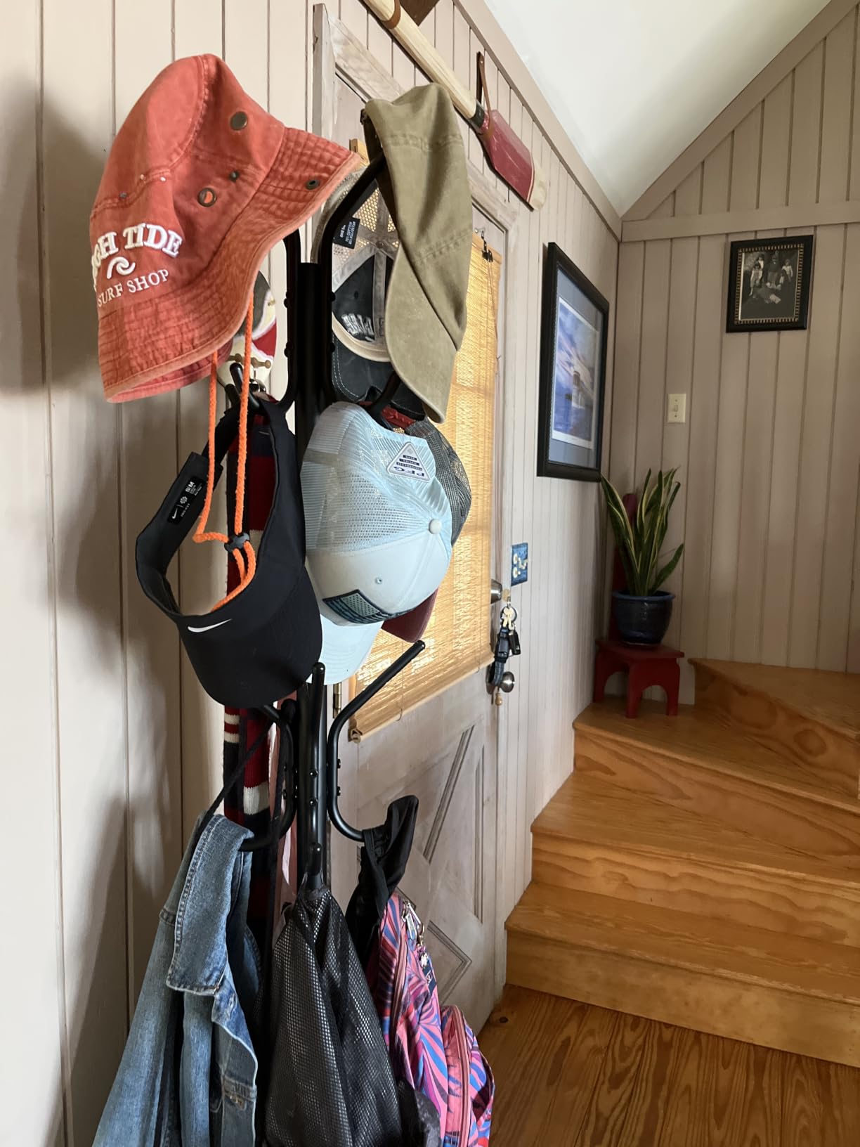 SONGMICS Coat Rack Freestanding with 16 Hooks, Metal Coat Tree Stand with 4 Adjustable Feet, Ink Black URCR083BH01S customer photo 2