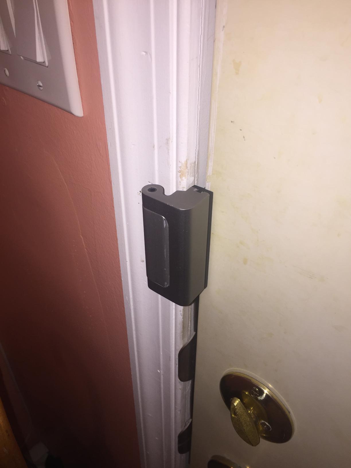 Prime-Line U 10827 Door Reinforcement Lock – Add Extra, High Security to your Home and Prevent Unauthorized Entry – 3 In. Stop, Aluminum Construction, Satin Nickel (Single Pack) customer photo 2