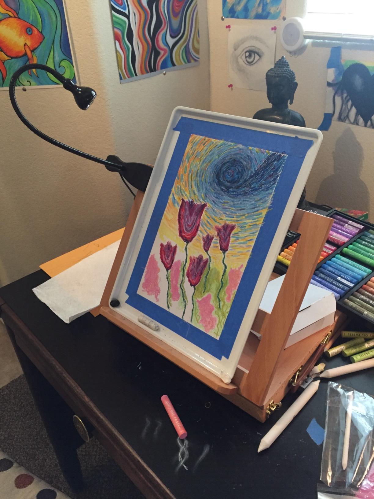 U.S. Art Supply Solana Adjustable Wood Art Easel, Portable Beechwood customer photo 2