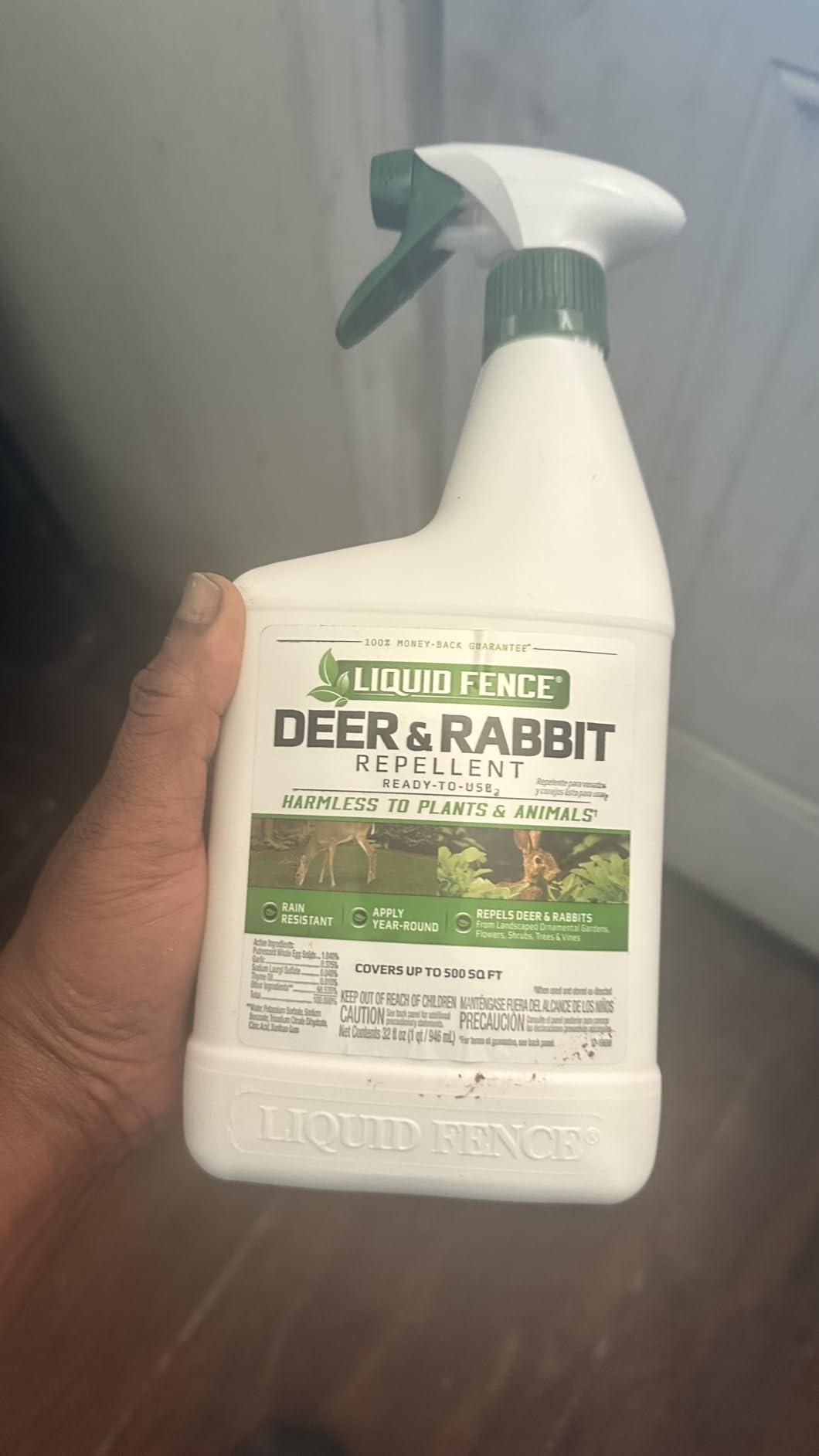 Liquid Fence Deer and Rabbit Repellent Ready-to-Use Spray, 1 Gallon | Use to Treat on Gardens, Flowers, Shrubs, Trees & Vines, Covers up to 2,000 Sq. Ft., Harmless to Plants & Animals customer photo 2