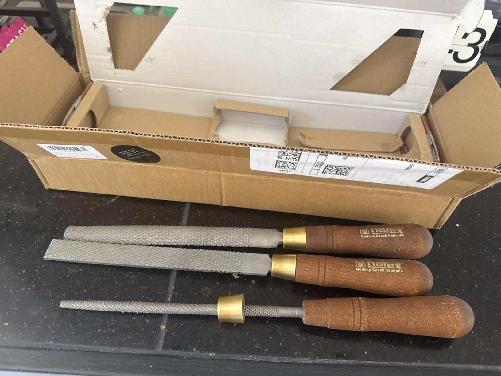 Narex 3 Piece Set Round Rattail, Half Round and Rectangular 200 mm Cabinetmaker Wood Course Cut Rasp 854202 customer photo 1