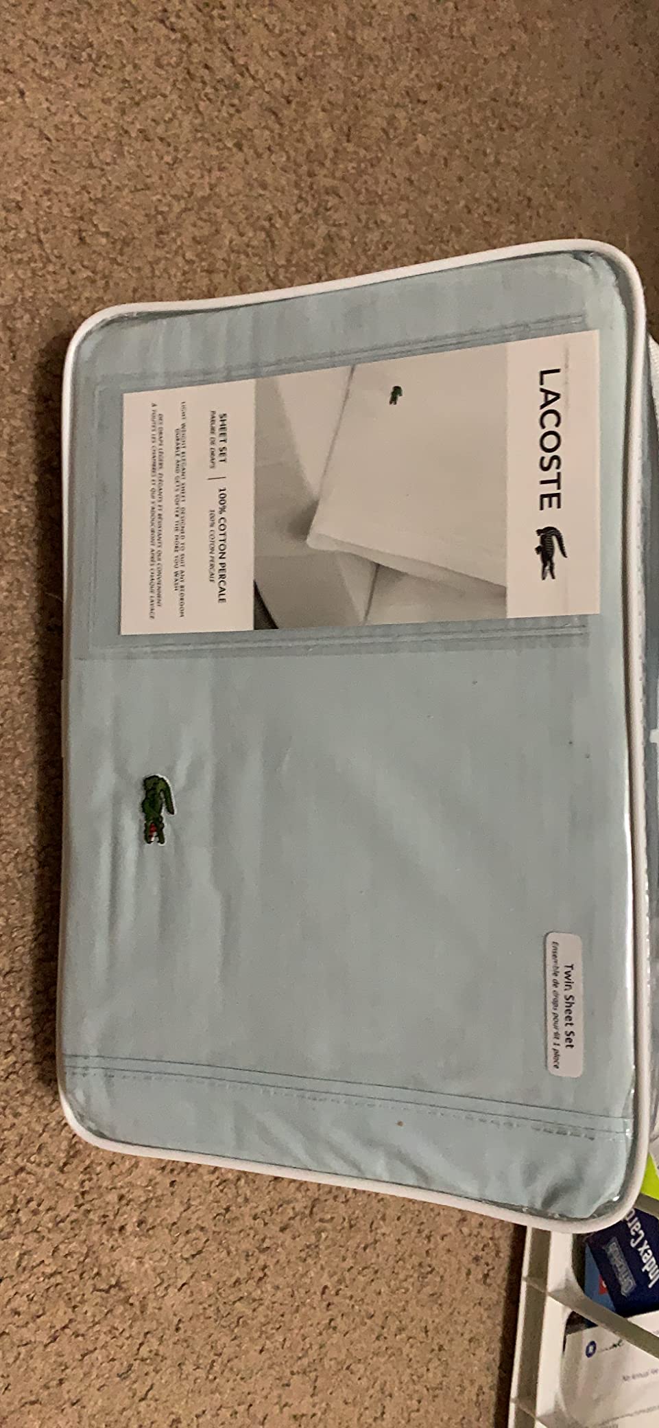 Lacoste 100% Cotton Percale 4-Piece Sheet Set, Vintage Indigo, Queen customer photo 1