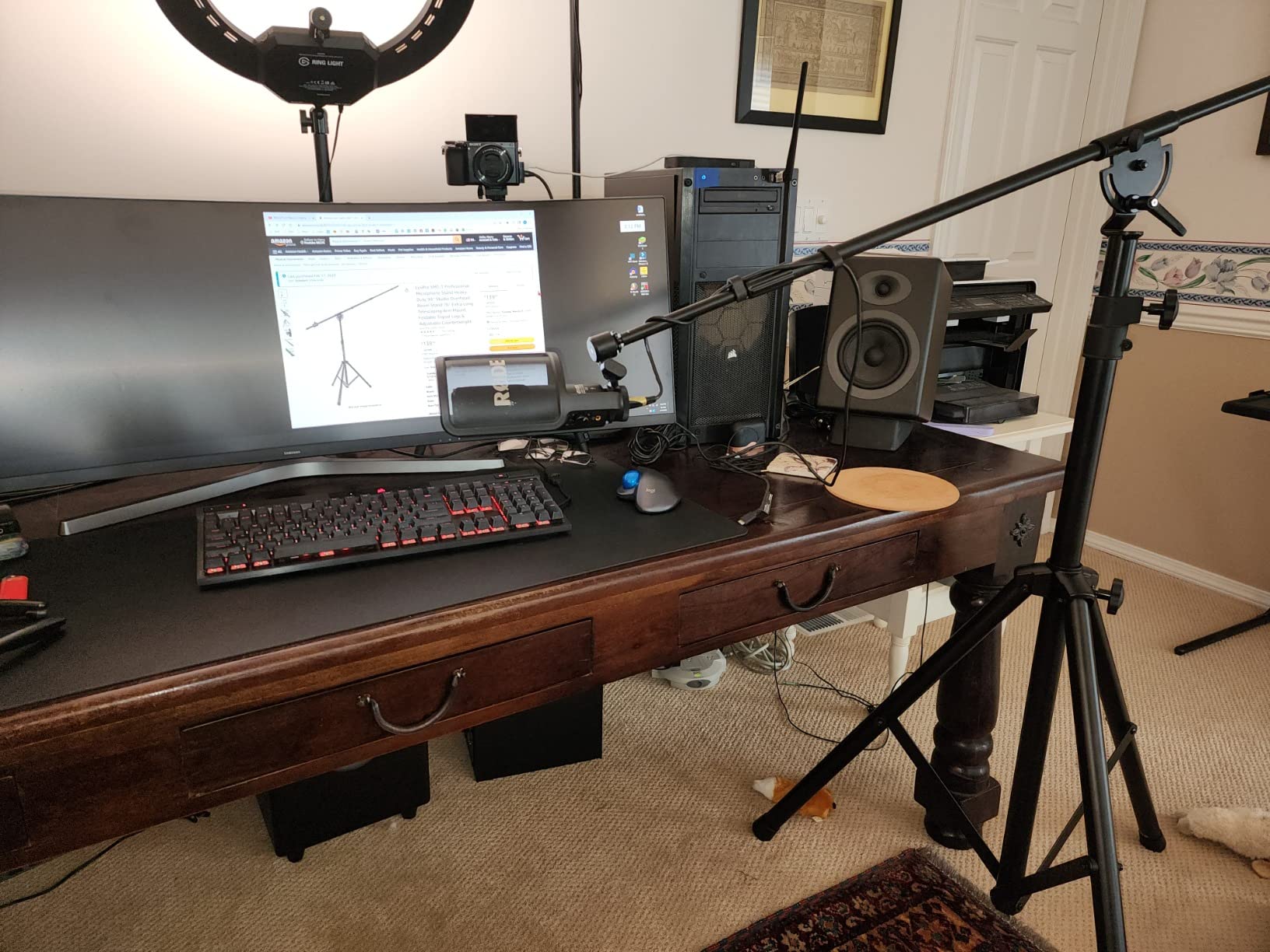 LyxPro SMT-1 Professional Microphone Stand Heavy Duty 93” Studio Overhead Boom Stand 76” Extra Long Telescoping Arm Mount, Foldable Tripod Legs & Adjustable Counterweight customer photo 1