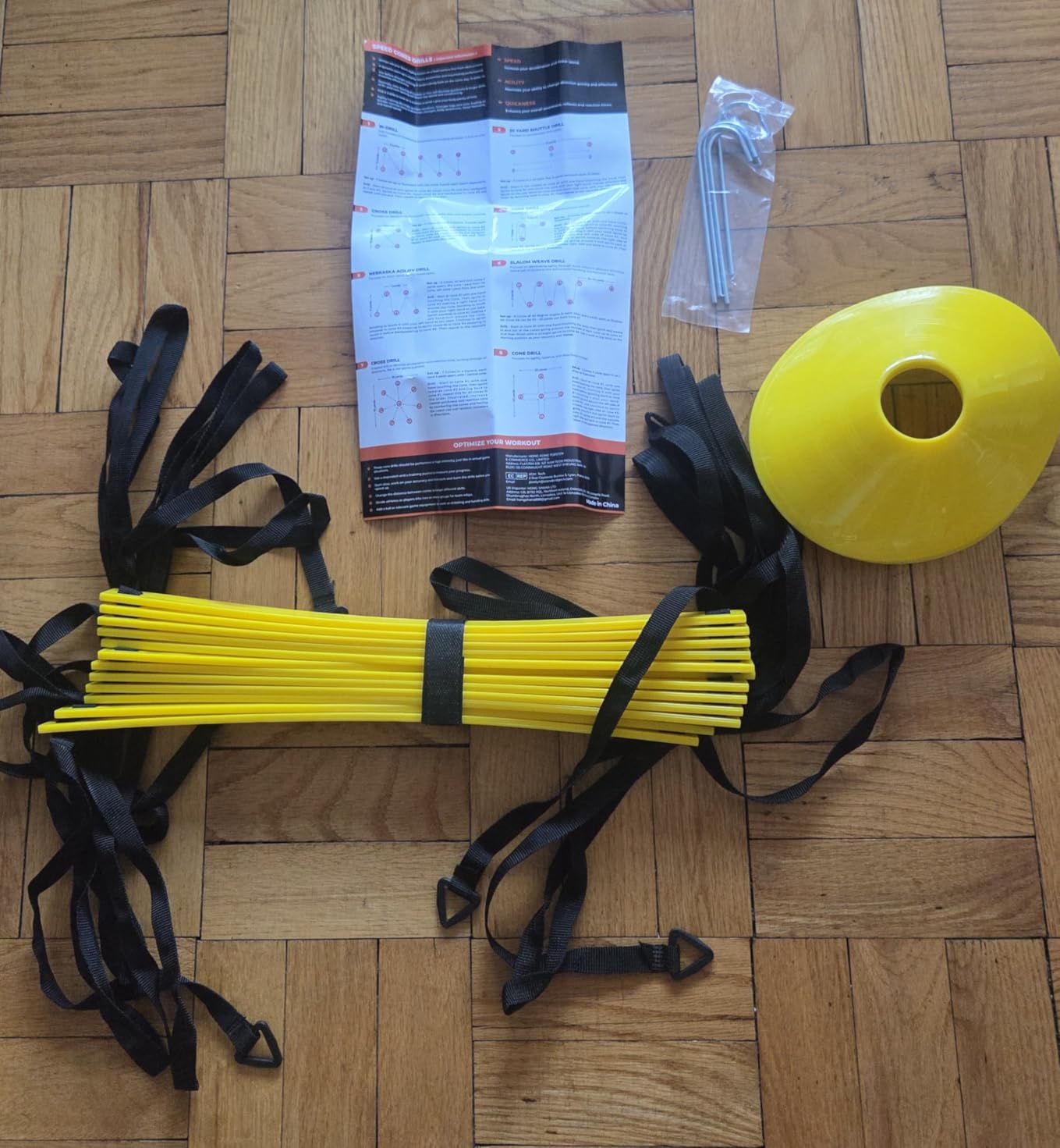 YISSVIC Agility Ladder and Cones 20 Feet 12 Adjustable Rungs Fitness Speed Training Equipment,1 Carry Bags, 10 Cones, 4 Stakes, Basketball, Soccer customer photo 1