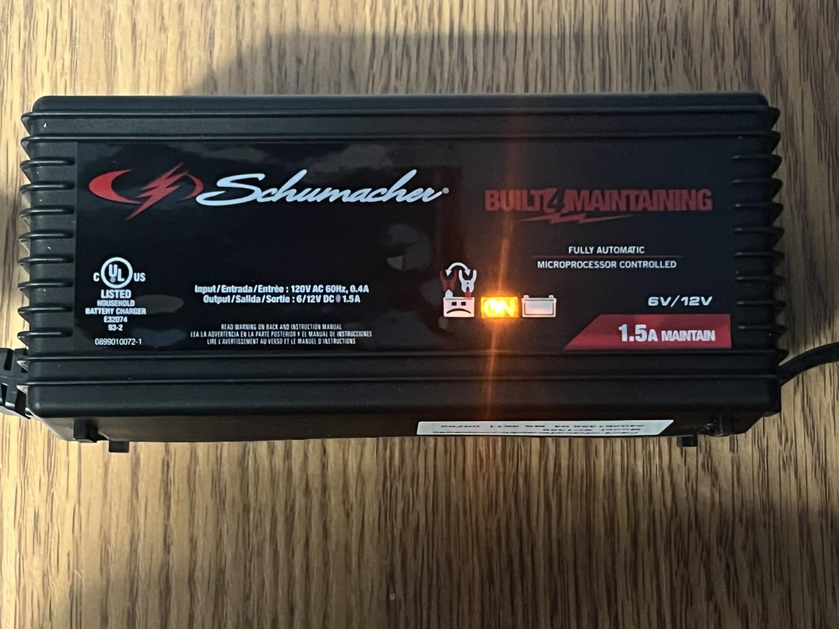 Schumacher Electric 1.5A Car Battery Charger & Maintainer, 6V/12V - SC1355 | Restores Batteries, Smart Trickle Charge, Automatic - Auto Restart - Power Sport, Motorcycle, and Car Batteries customer photo 1