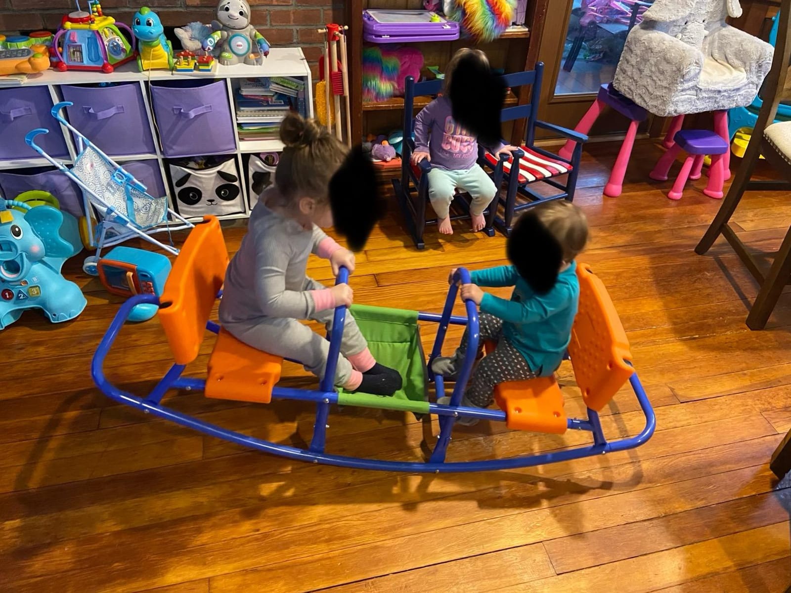 PLATPORTS Double Rocking Seesaw – 2-Seater Teeter Totter for Kids Ages 3-5 – Outdoor Ride-On Playground Toy for Two Children – Durable Steel Rocking Chair Seesaw for Backyard Fun customer photo 1