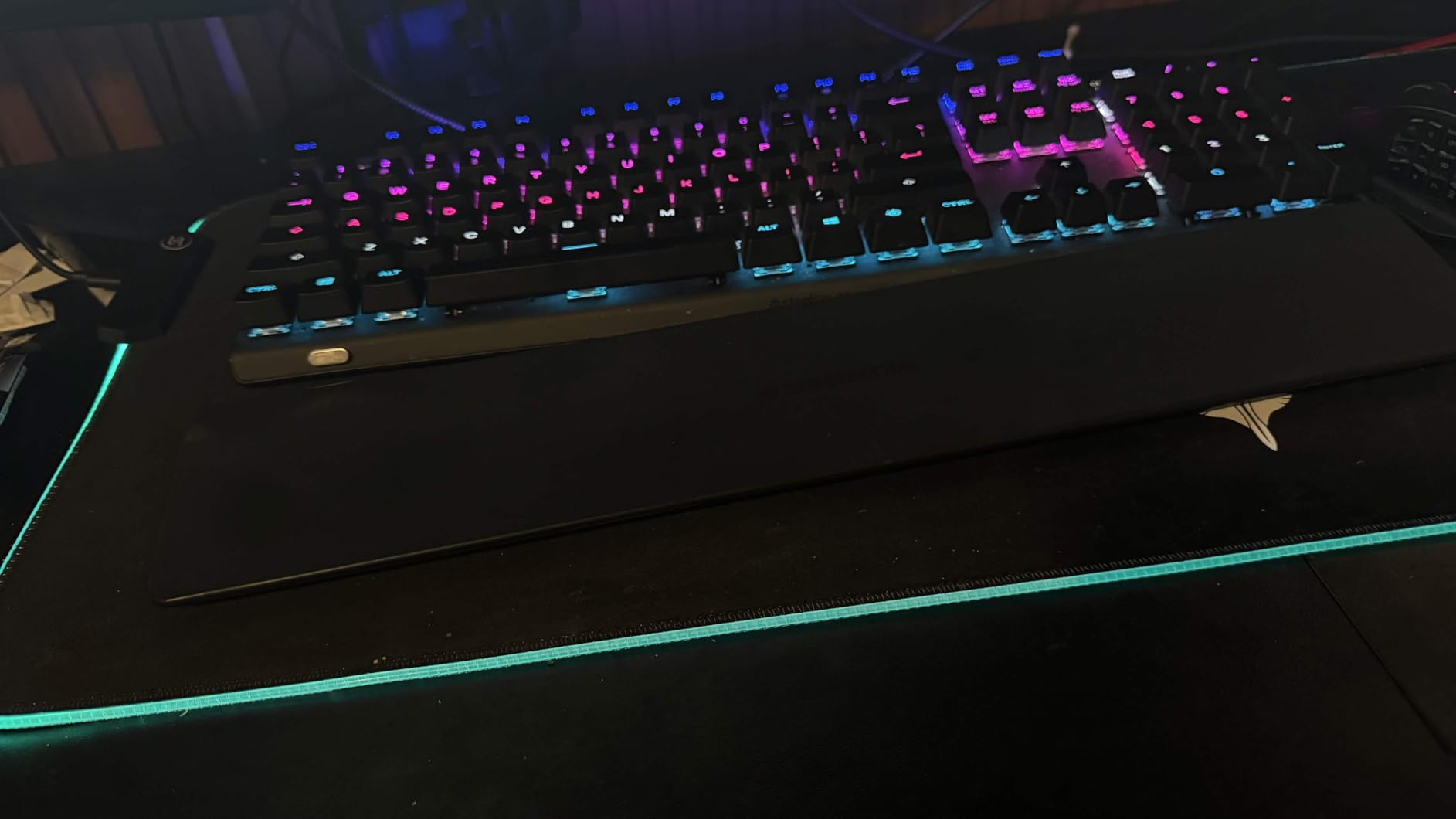 BladeHawks RGB Gaming Mouse Pad Extra Large Extended 31.5x12 Inch-Black | LED mouse pad with 14 lighting modes, covers keyboard & mouse, anti-slip rubber base, waterproof surface, USB powered customer photo 1
