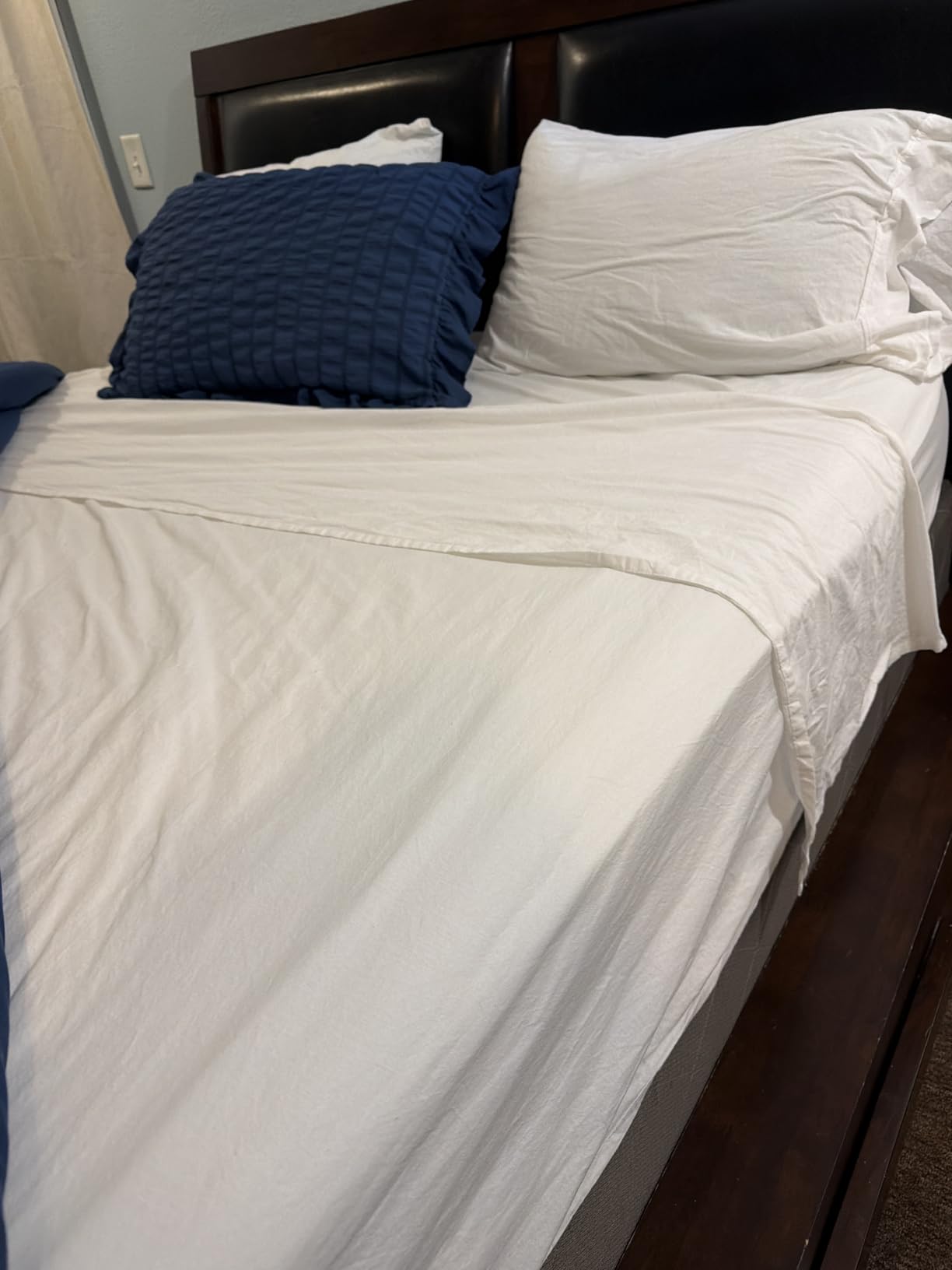 LANE LINEN Queen Sheets 100% Organic Cotton 4pc Percale Cooling - White customer photo 2