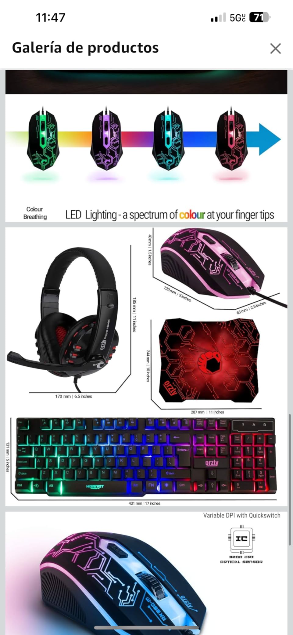 Gaming Keyboard and Mouse and Mouse pad and Gaming Headset, Wired LED RGB Backlight Bundle for PC Gamers and Xbox and PS4 Users - 4 in 1 Edition Hornet RX-250 customer photo 1