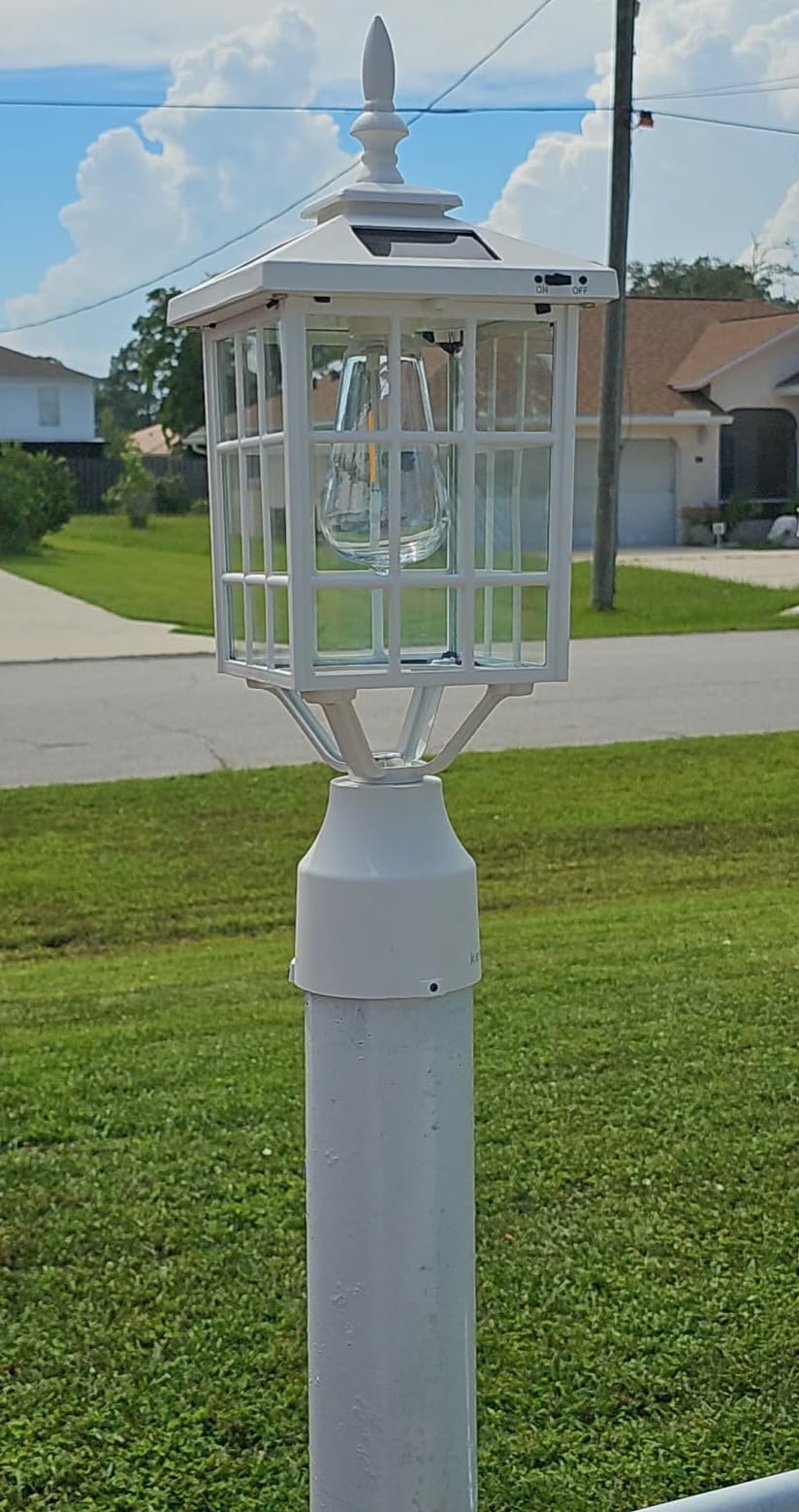 ST4224Q-W Solar Post Light Outdoor Led Squared Frame Fixture with 3